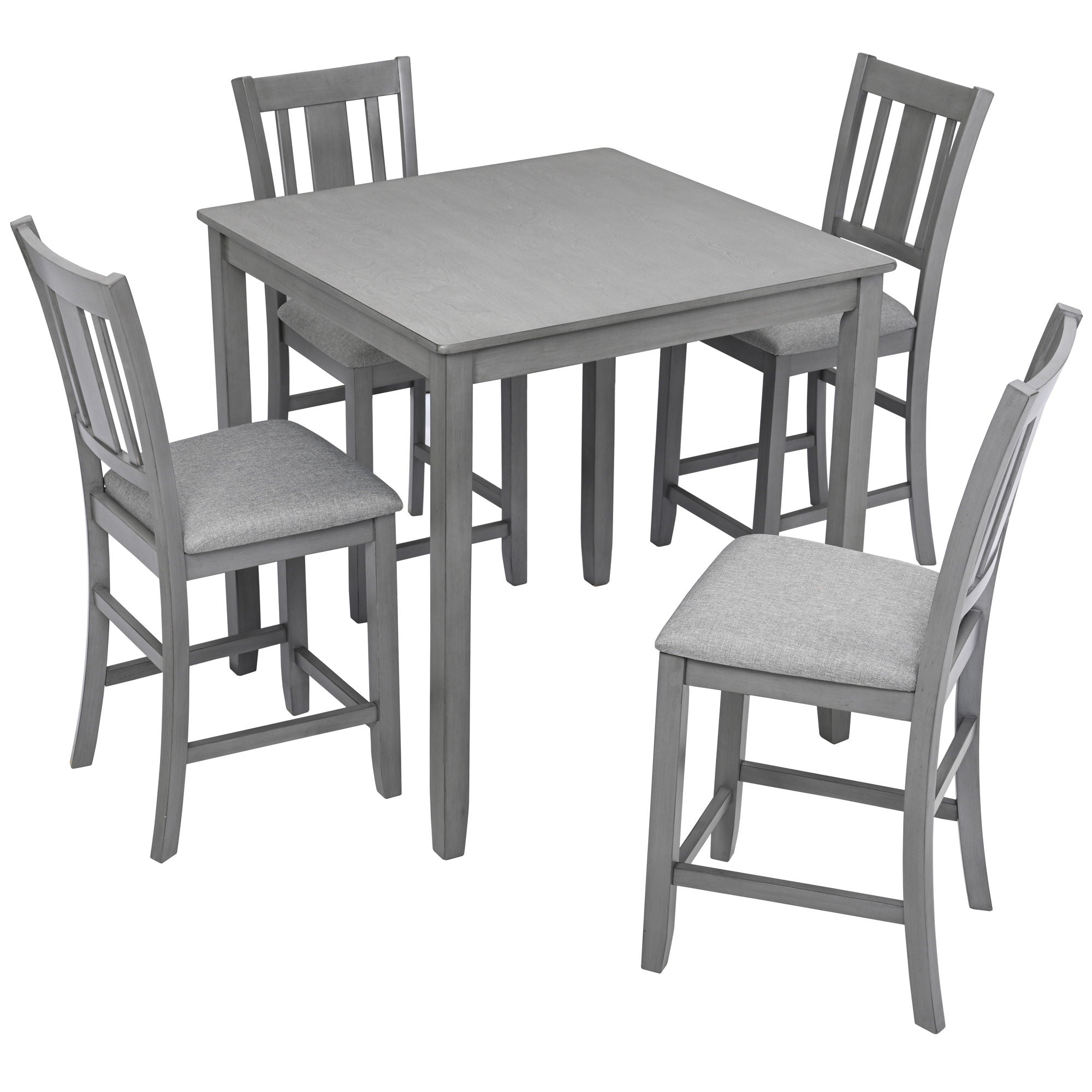 5 Pieces Dining Table Set, Counter Height Kitchen Table Set With Square Table And 4 Upholstered Chairs - Best Buy Furniture