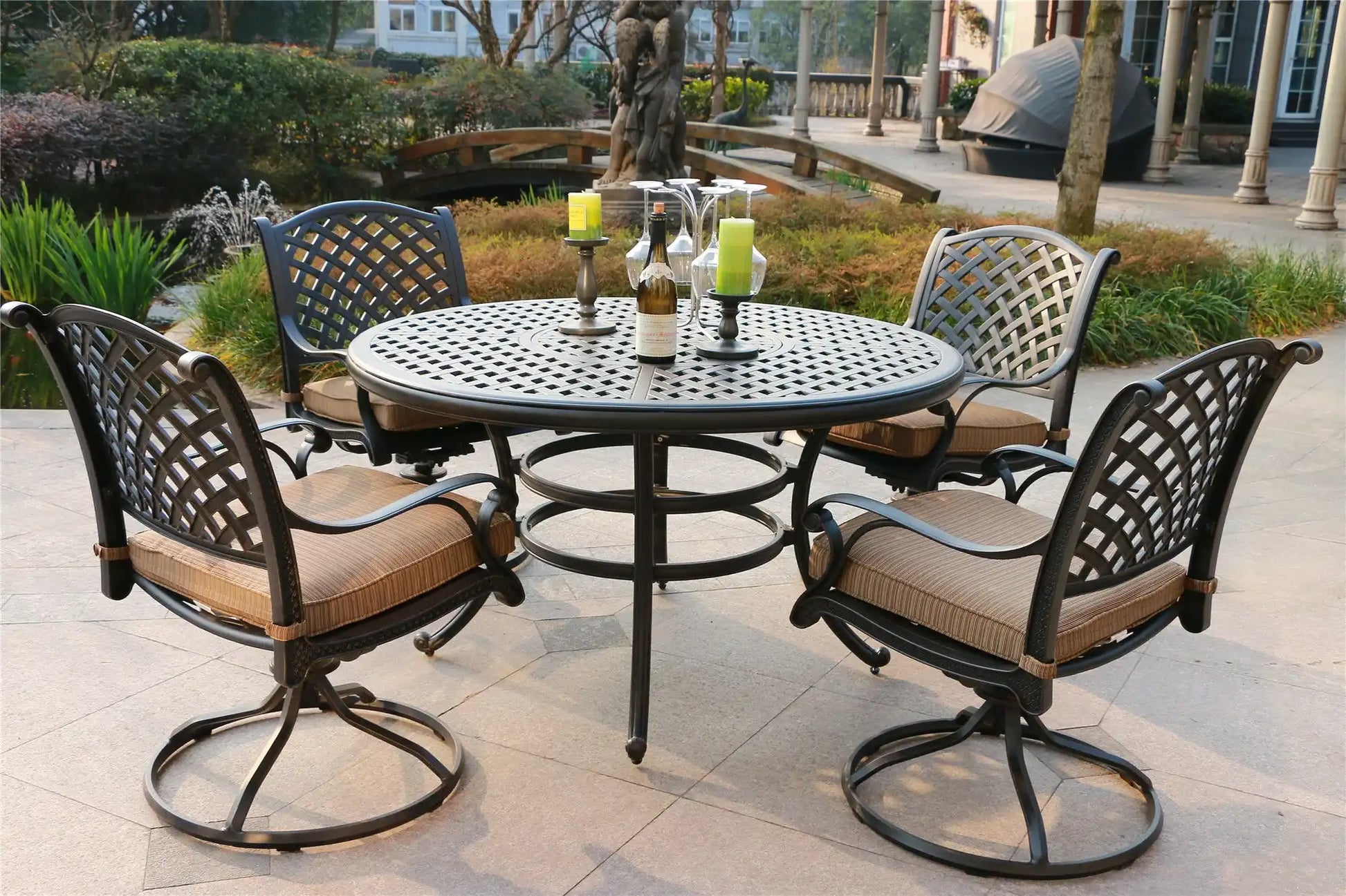 Round 4 Person 51.97" Long Dining Set With Cushions - Best Buy Furniture