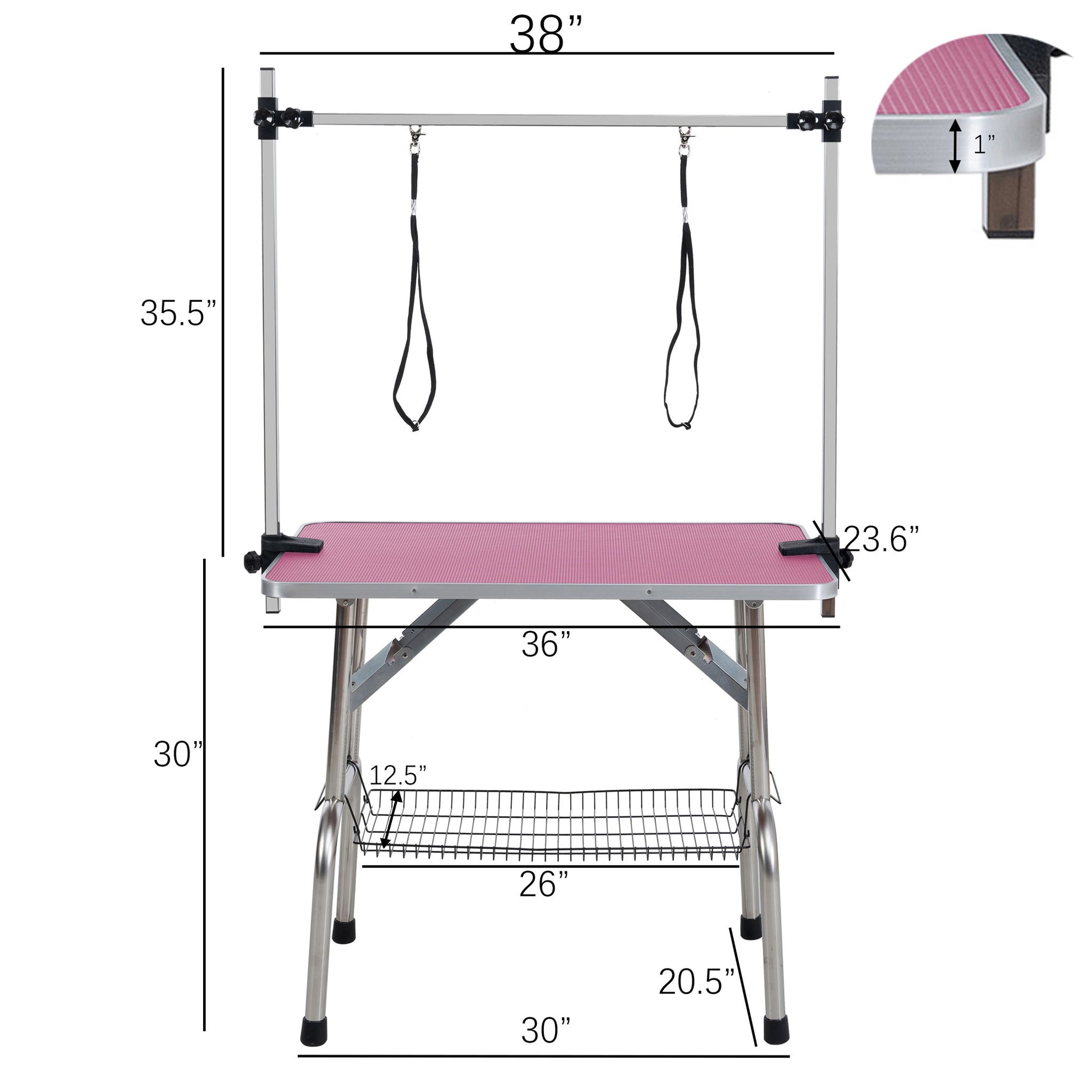 Folding Dog Pet Grooming Table Stainless Steel Frame Rubber Mat On Board With Adjustable Arm And Clamps Pet Dog Cat Grooming Table - Best Buy Furniture