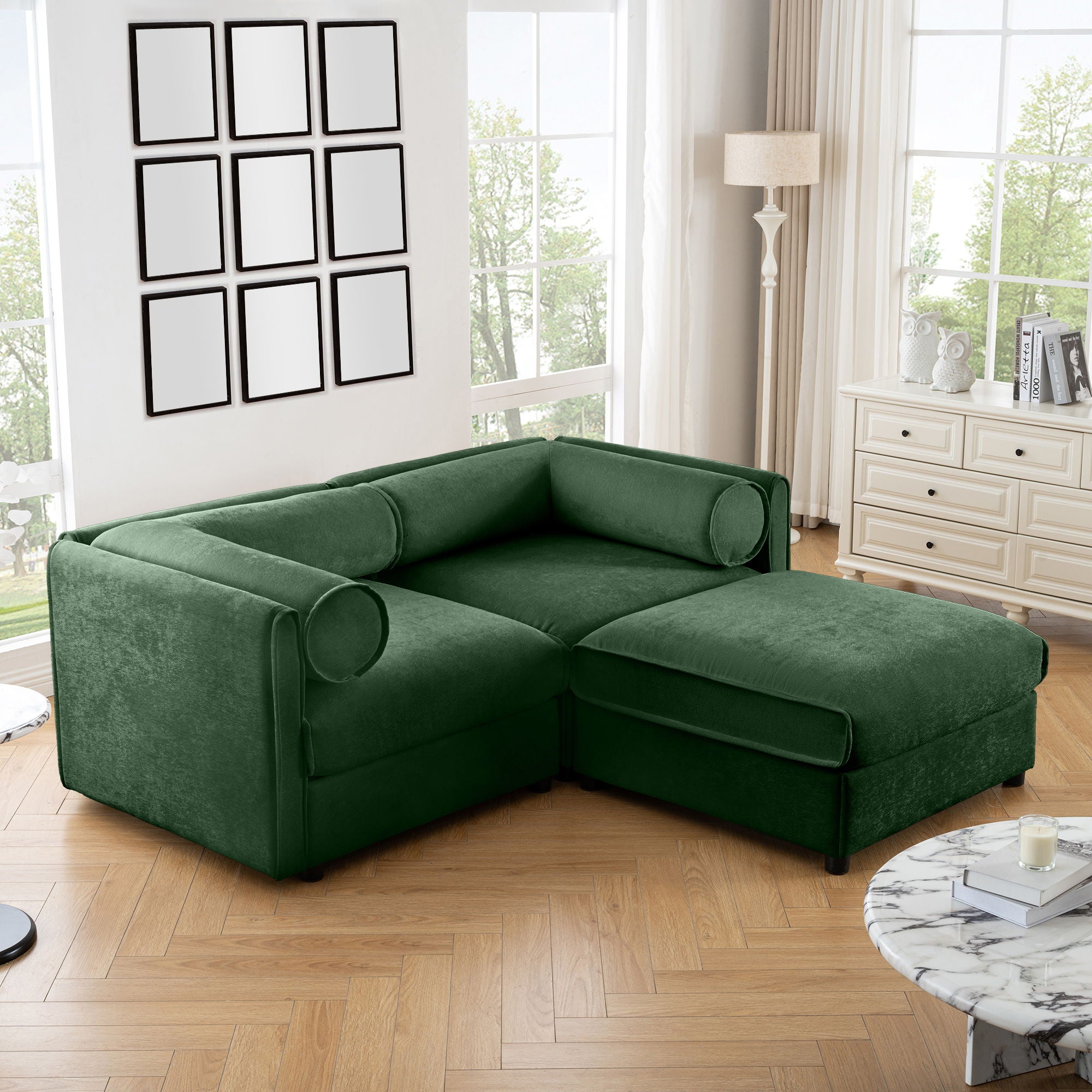 Contemporary Elegant White Chenille Sofa With Storage And Ottoman - Best Buy Furniture