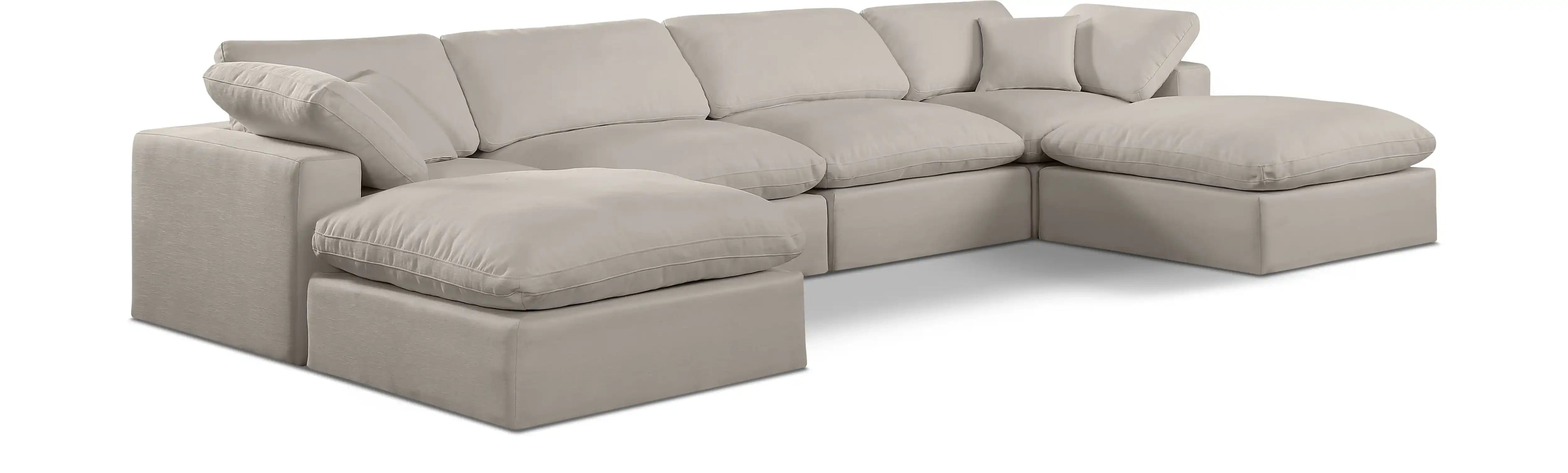 Comfy - 6 Piece Linen Modular Double Chaise Sectional - Best Buy Furniture