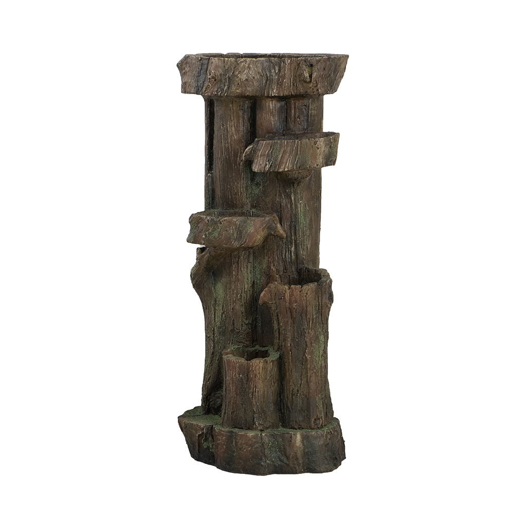 Rustic Decorative Tree Trunk 5 Tier Water Fountain, With Light And Pump, For Indoor And Outdoor - Brown - Best Buy Furniture