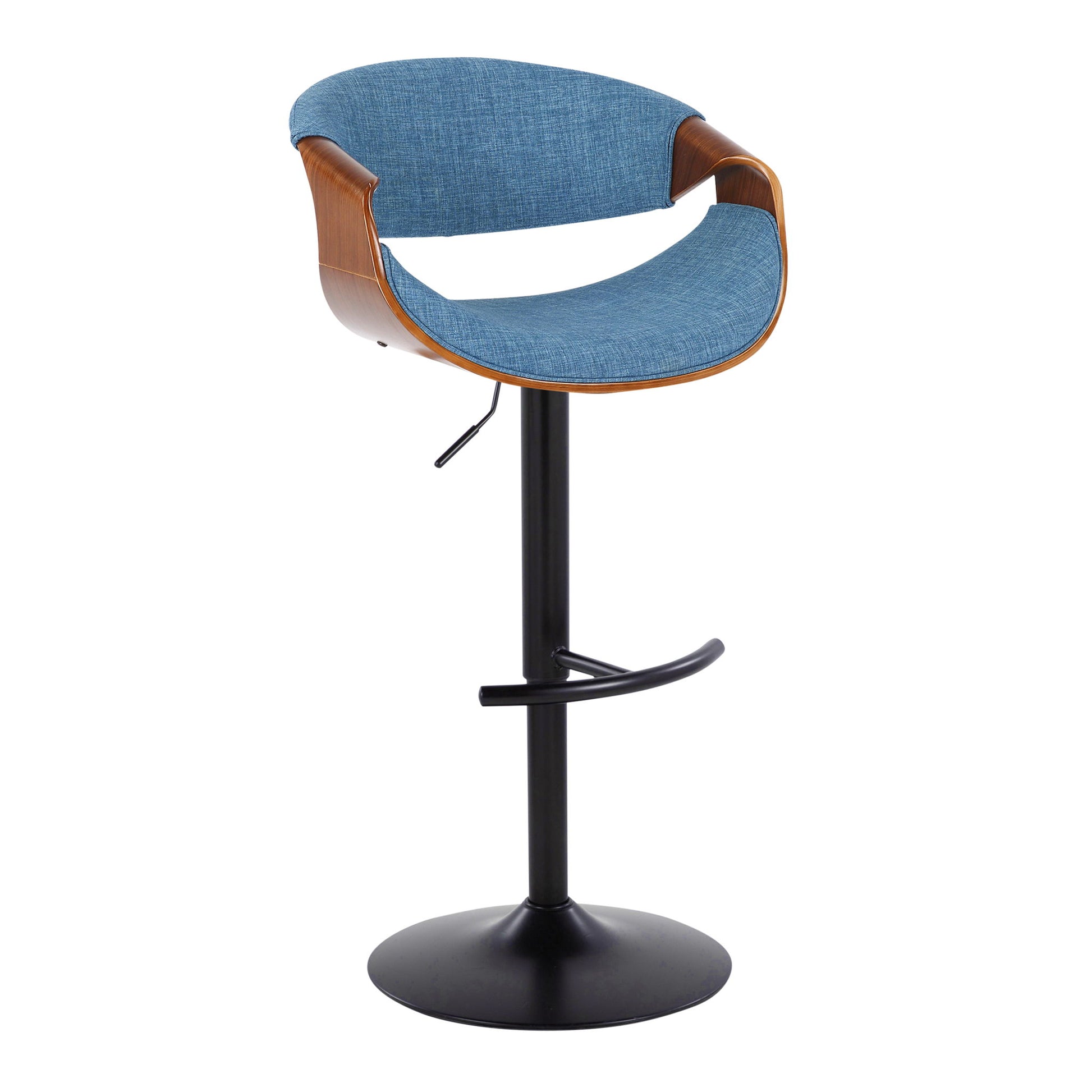 Curvo - Mid Century Modern Adjustable Barstool With Swivel & Rounded T Footrest (Set of 2) - Best Buy Furniture