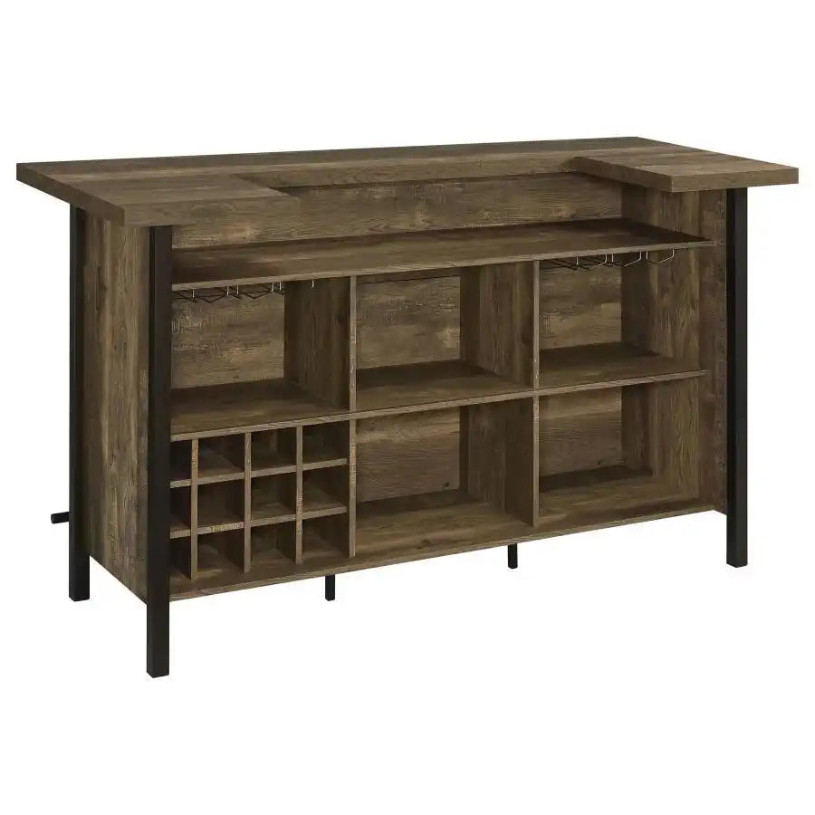Bellemore - Freestanding Home Bar Wine Cabinet - Rustic Oak - Best Buy Furniture