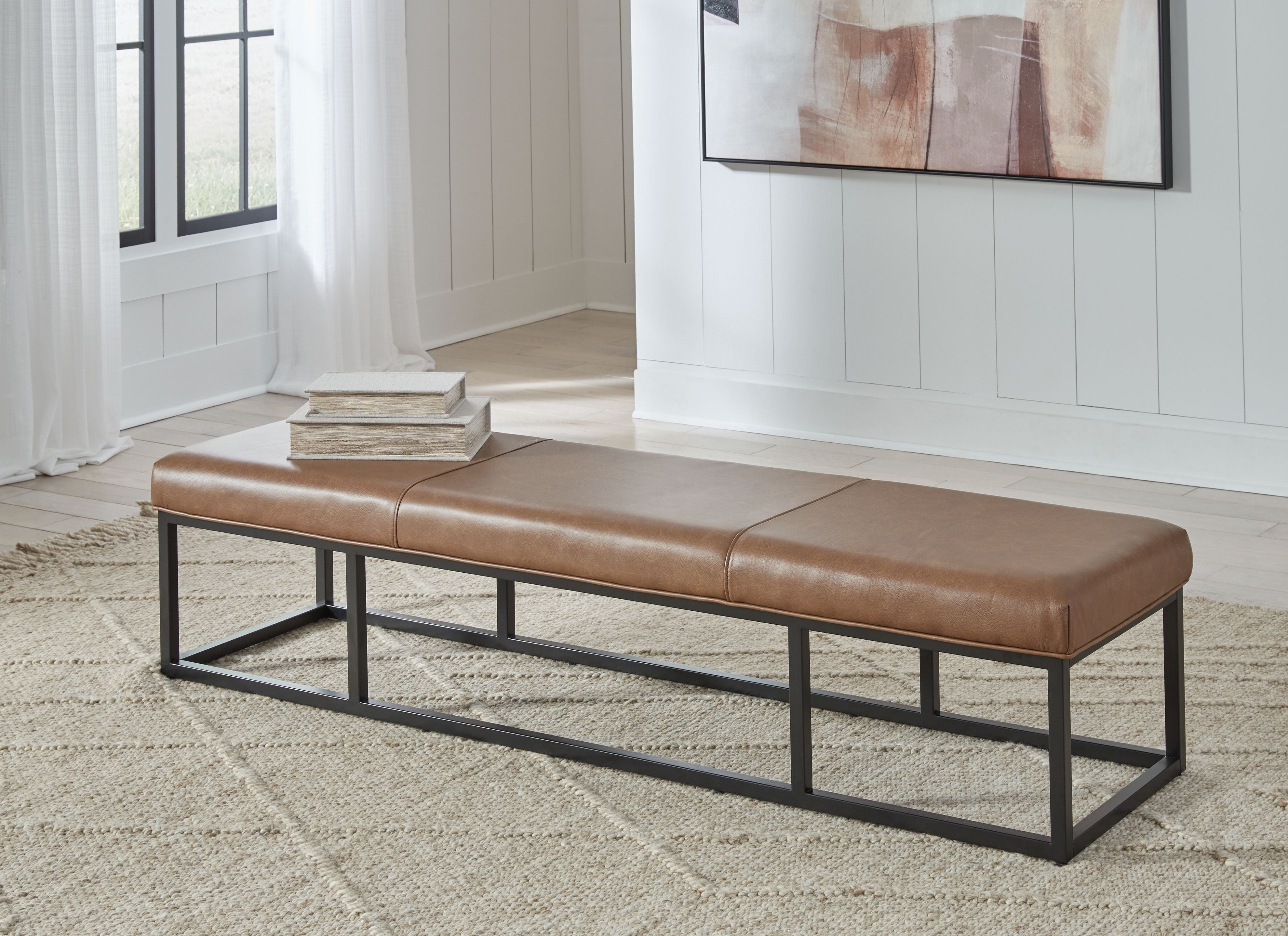 Joston - Accent Bench - Caramel - Best Buy Furniture