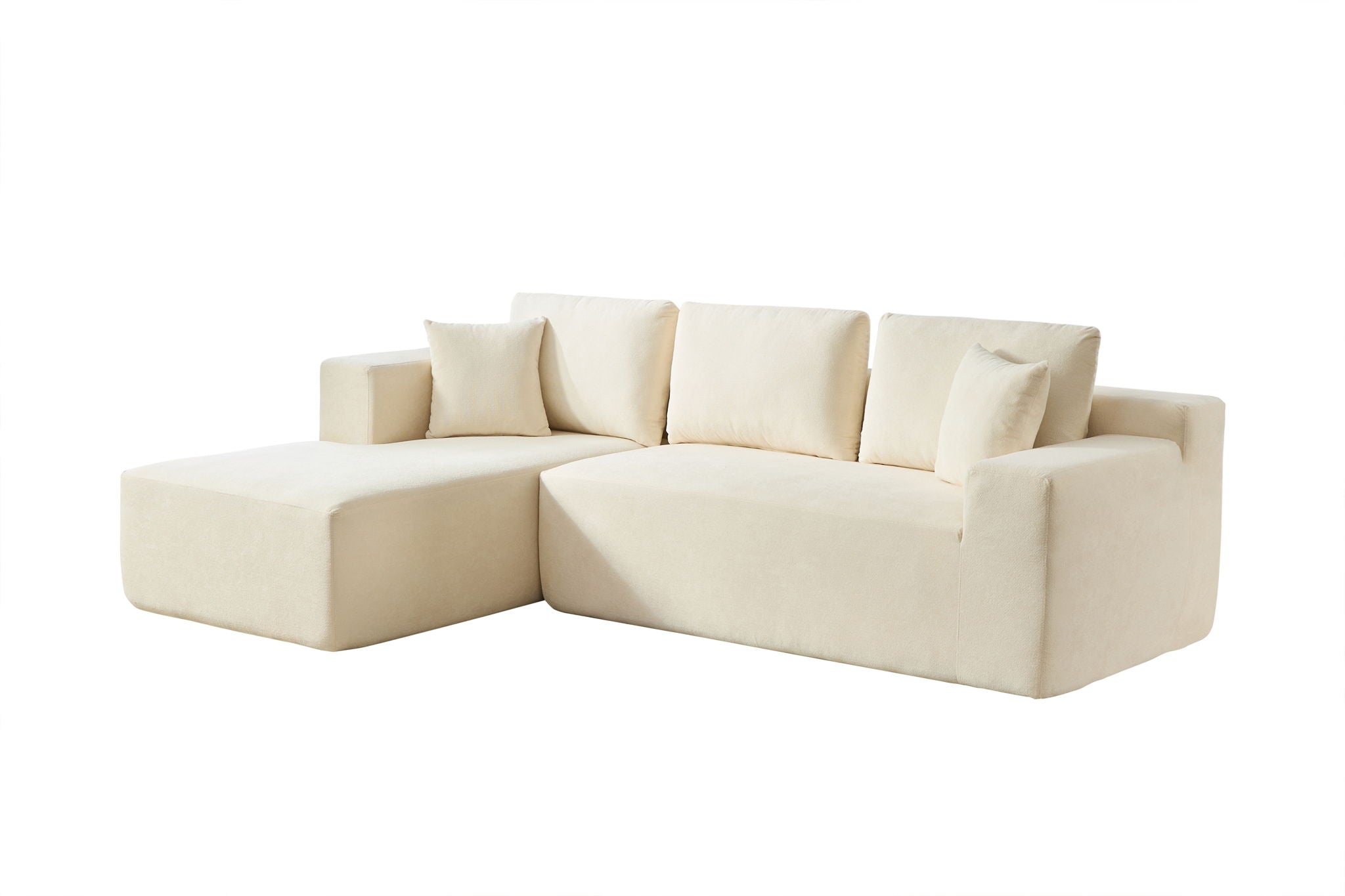 Chenille Compressible Sofa - Beige - Best Buy Furniture