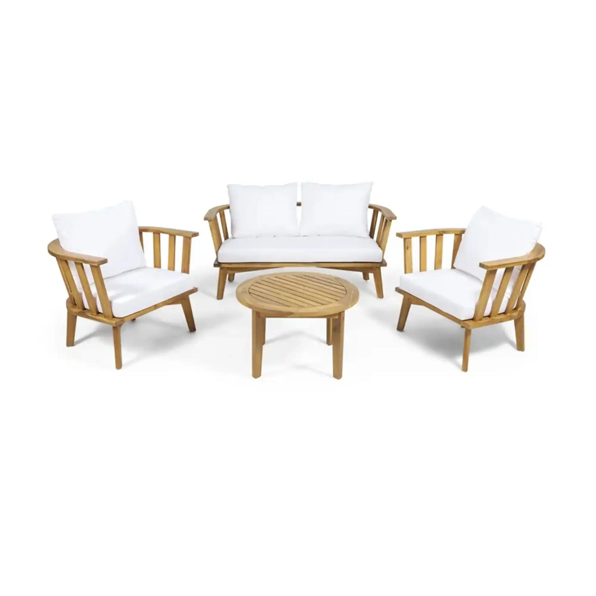 Patio Furniture Set, Outdoor Acacia Wood Patio Club Chair With Table - Best Buy Furniture