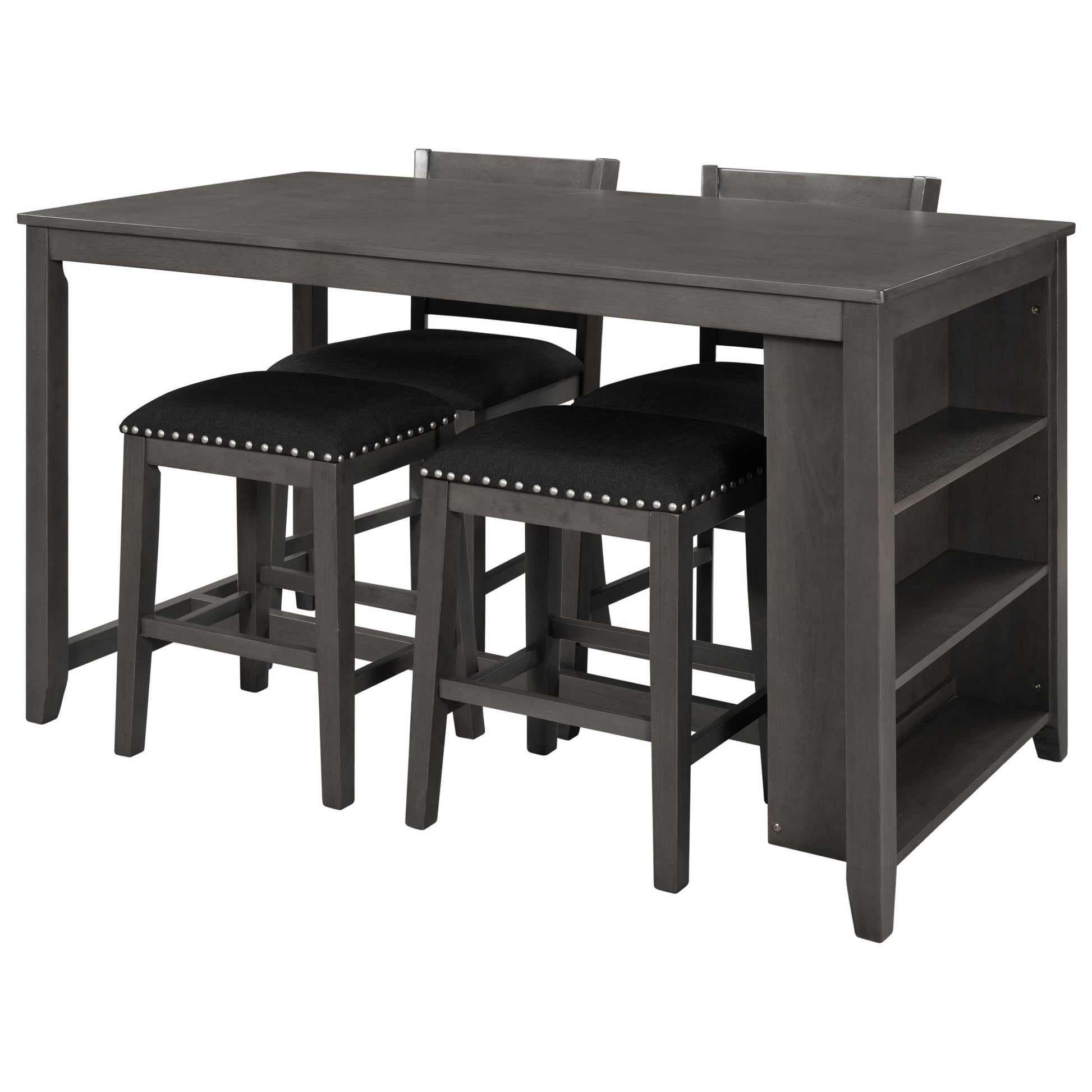 5 Pieces Counter Height Rustic Farmhouse Dining Room Wooden Bar Table Set With 2 Stools And 2 Chairs - Best Buy Furniture