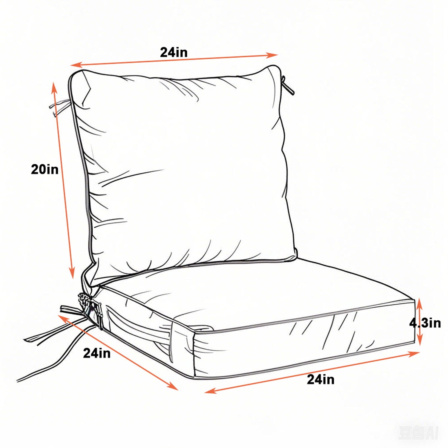 24X24 Inch Outdoor Deep Seat Cushion Set Waterproof Fade Resistant Patio Furniture Cushions With Removable Covers, Adjustable Straps & Handles (Set of 2) - Red - Best Buy Furniture