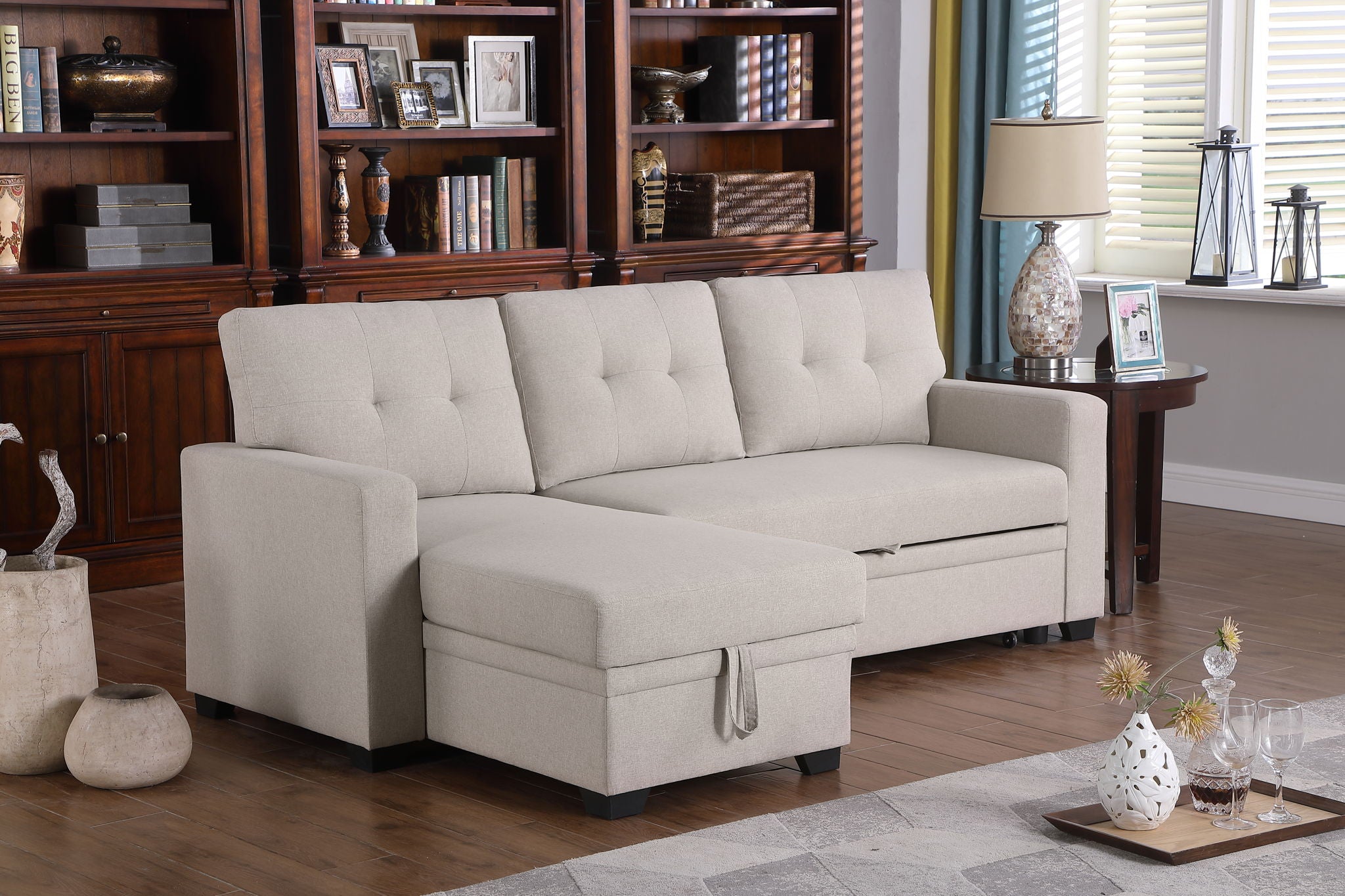 Upholstered Pull Out Sectional Sofa With Chaise - Best Buy Furniture