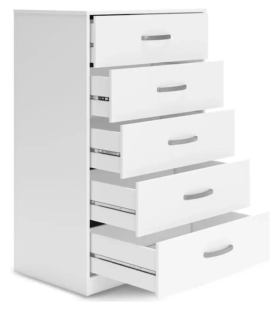 Flannia - Five Drawer Chest - 46" Height - White - Best Buy Furniture