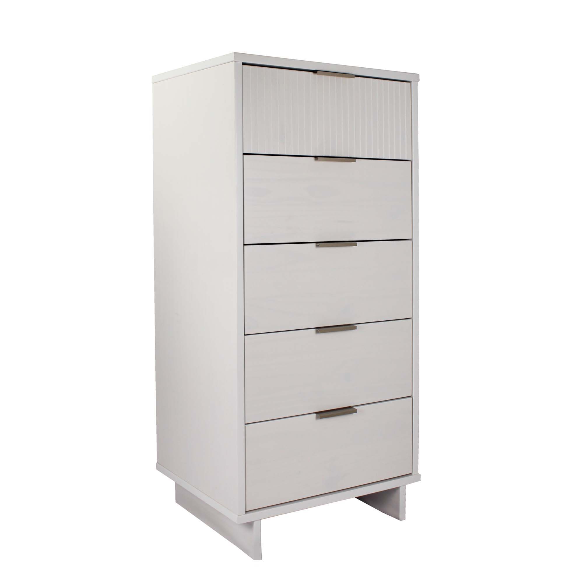 Granville - Tall Narrow Dresser With 5 Full Extension Drawers - White
