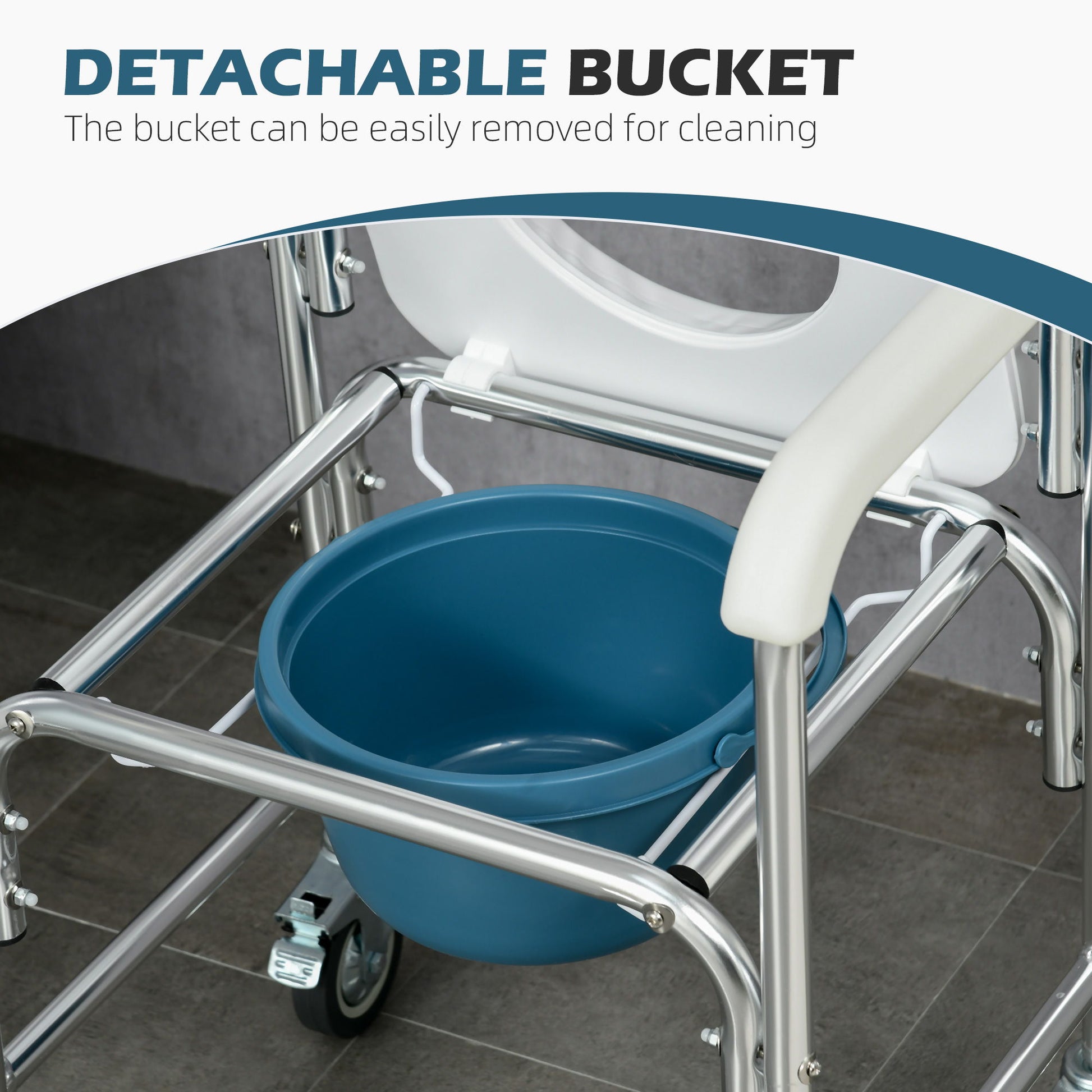 Homcom - Shower Commode Wheelchair, Padded Seat, 330 Lbs - White - Best Buy Furniture