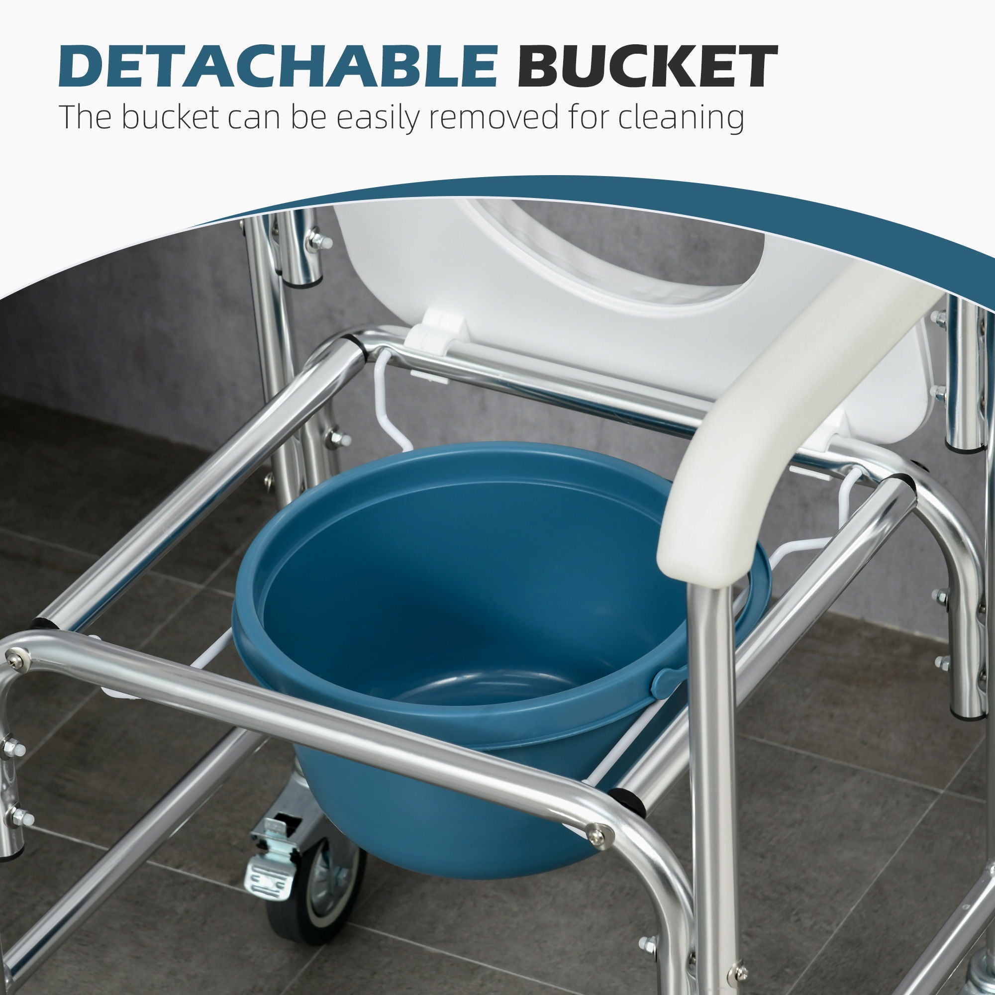 Homcom - Shower Commode Wheelchair, Padded Seat, 330 Lbs - White - Best Buy Furniture