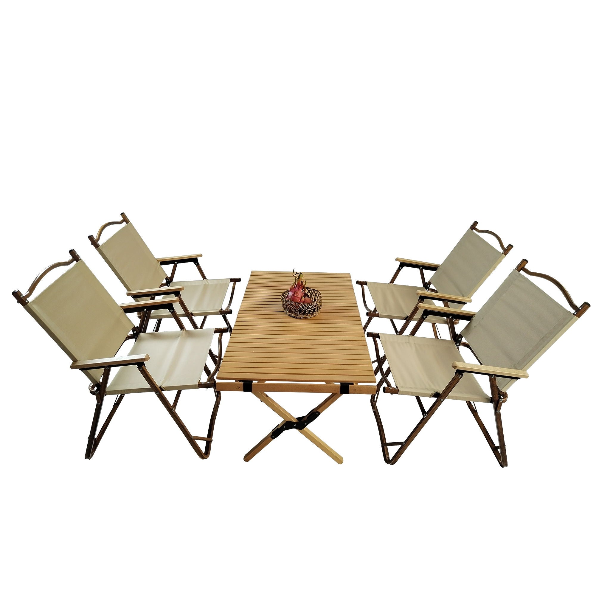 5 Pieces Dining Set, Multi-Function Foldable And Portable, 1 Dining Table & 4 Folding Chairs, Indoor And Outdoor Universal - Natural - Best Buy Furniture
