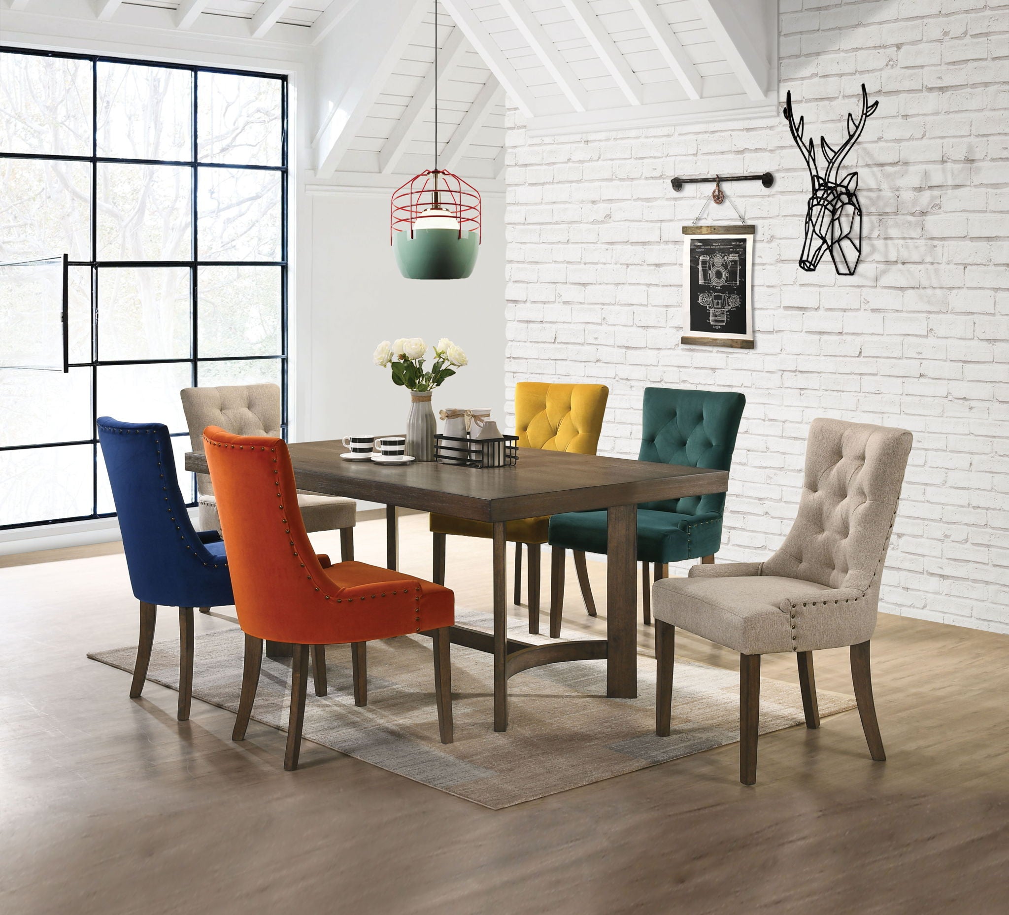 Farren - 11 Pieces Dining Room Set - Multi / Oak - Best Buy Furniture