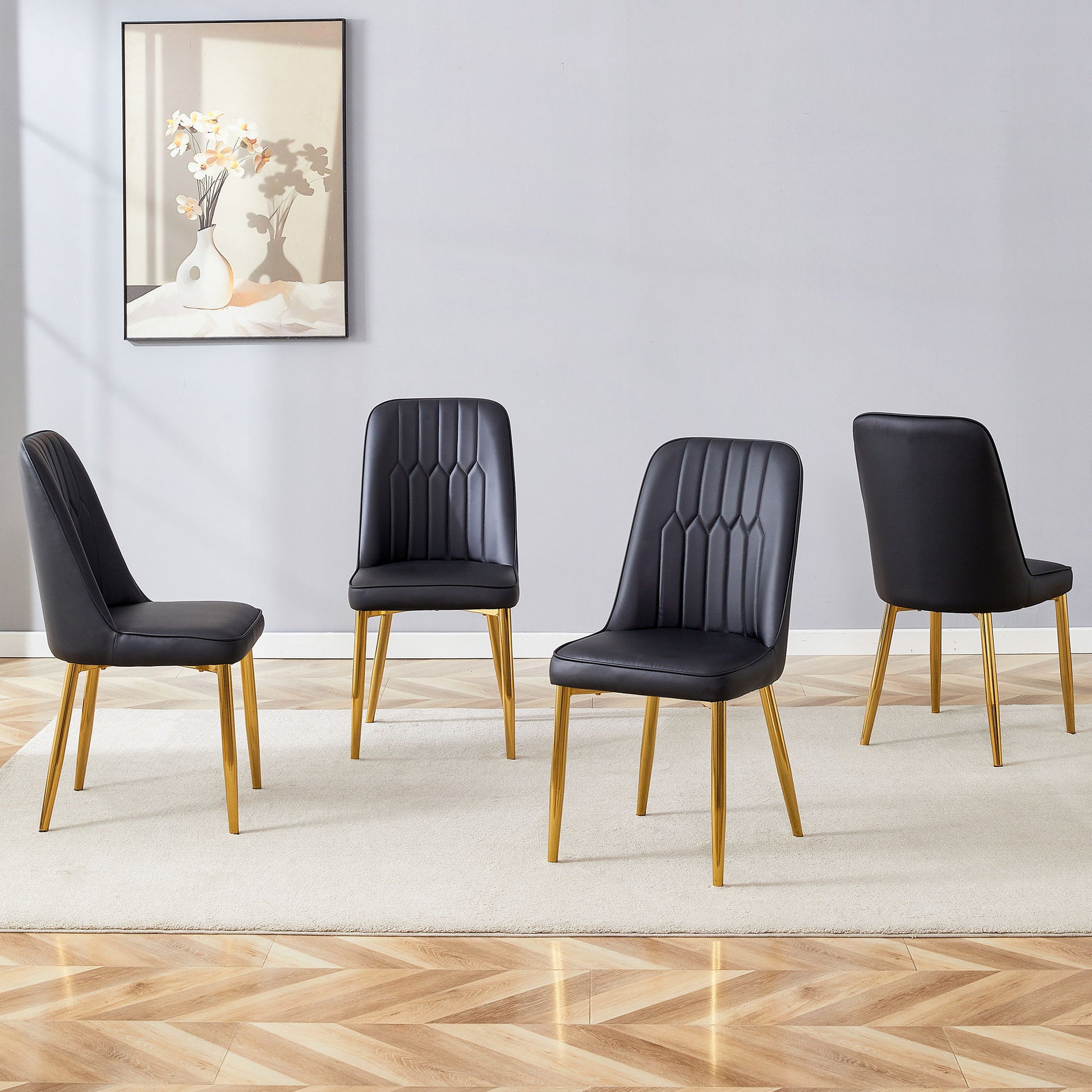 Modern Dining Chairs With Metal Legs And Simple Line Design On Backrest - Best Buy Furniture