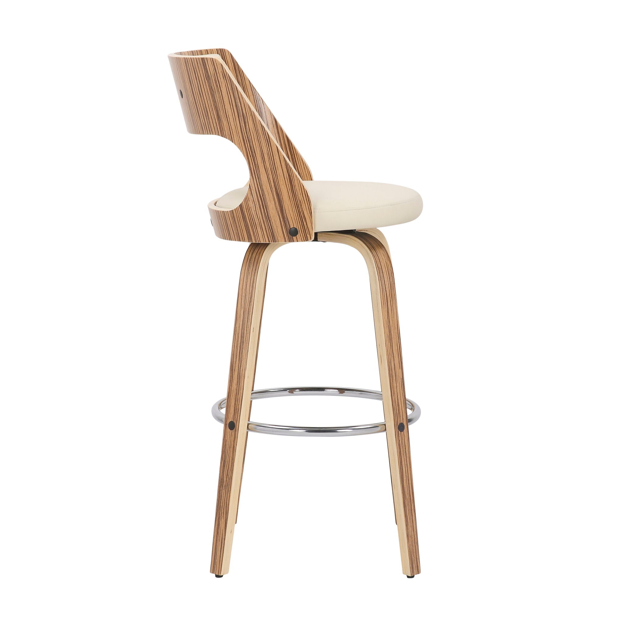 Cecina - Mid-Century Modern Fixed Height Barstool With Swivel (Set of 2) - Zebra / Cream - Best Buy Furniture