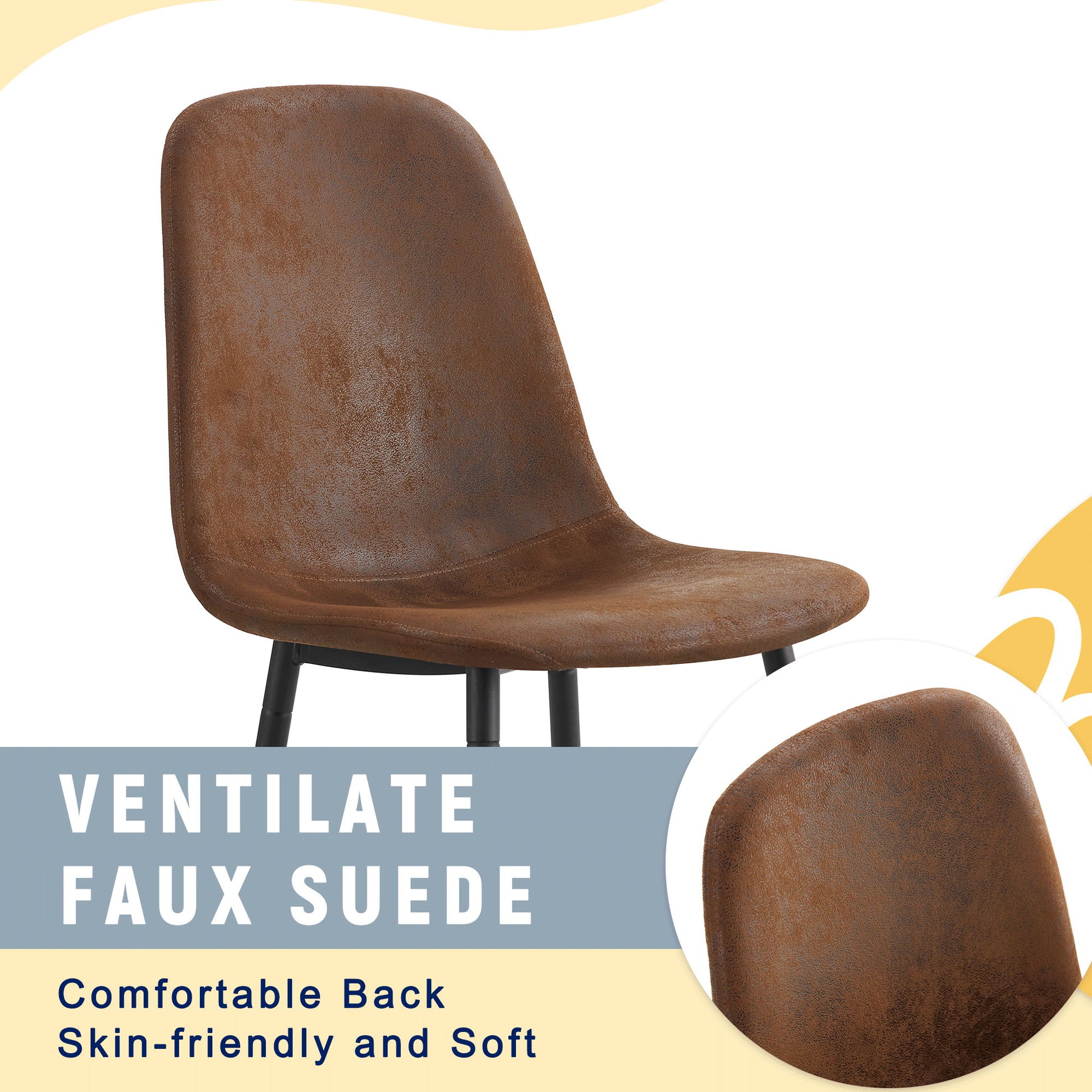 Suede Backrest Chairs With Metal Legs & Herringbone Dining Table Set - Best Buy Furniture