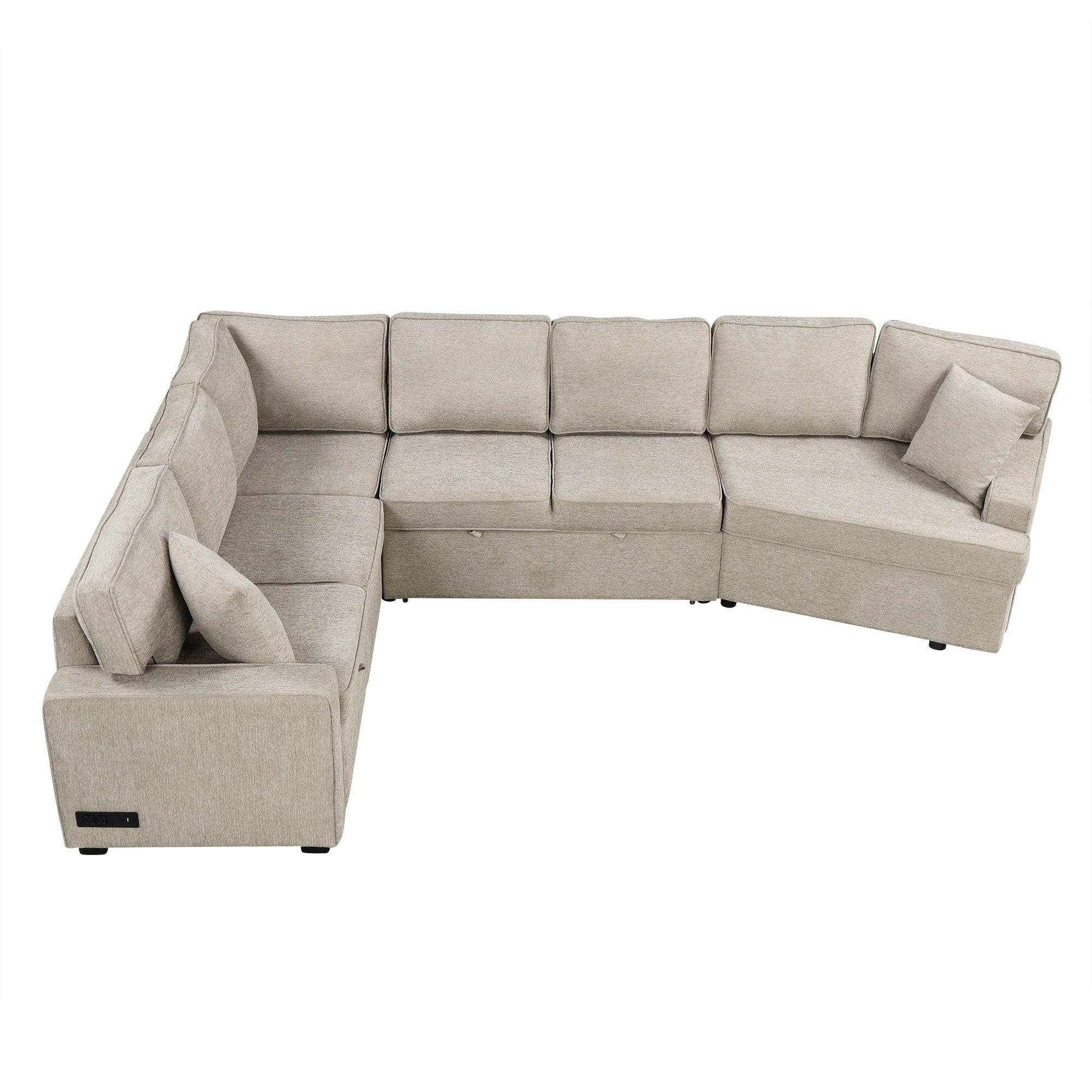 L-Shaped Sofa Sectional Sofa Couch Pull-Out Sofa Bed With Charging Devices And Cup Holders For Living Room - Best Buy Furniture