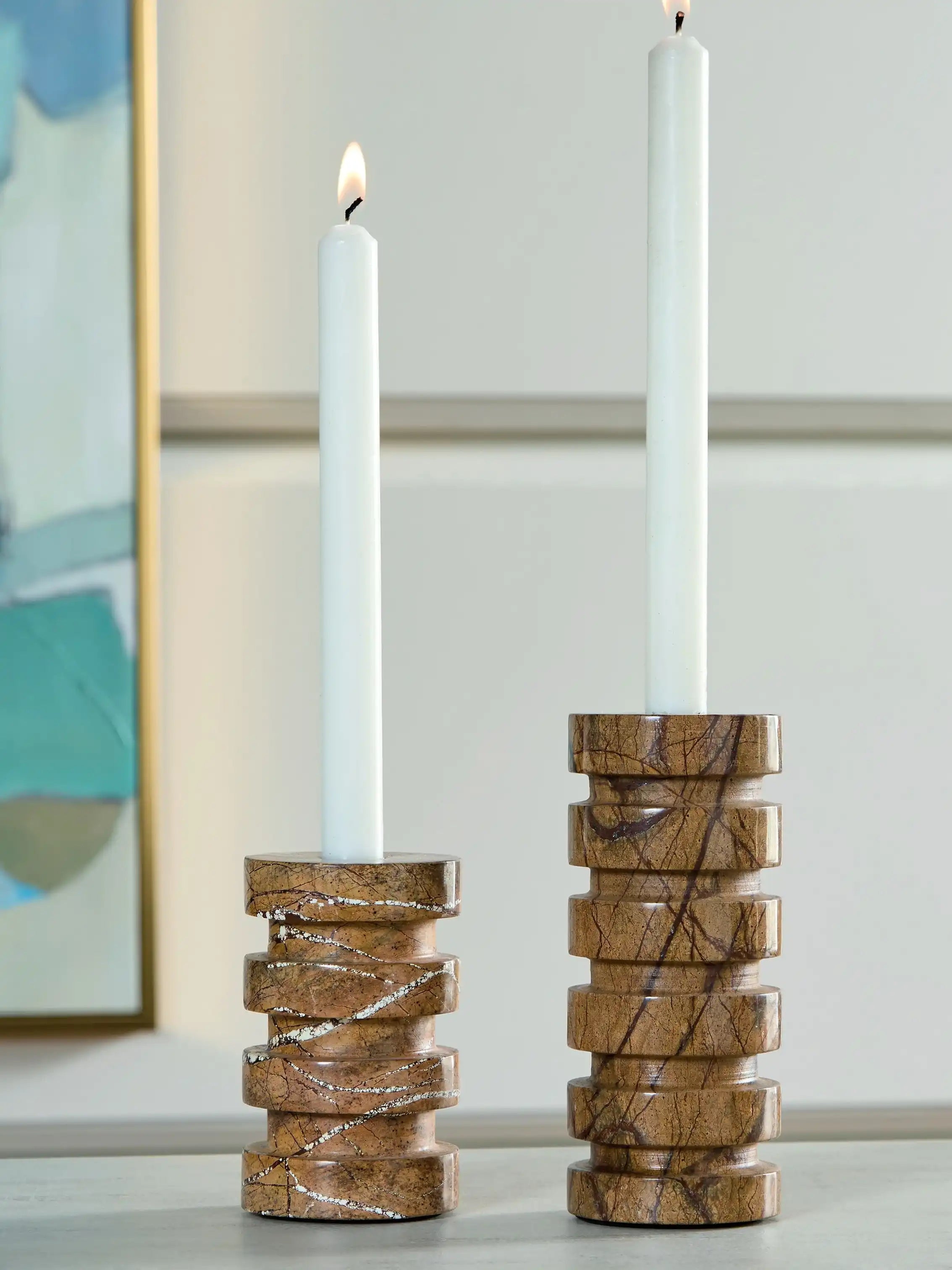 Emsleyfield - Candle Holder Set (Set of 2) - Tan - Best Buy Furniture