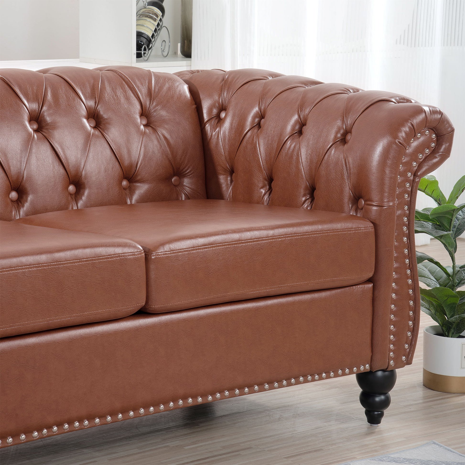 Rolled Arm Chesterfield 3 Seater Sofa - Best Buy Furniture