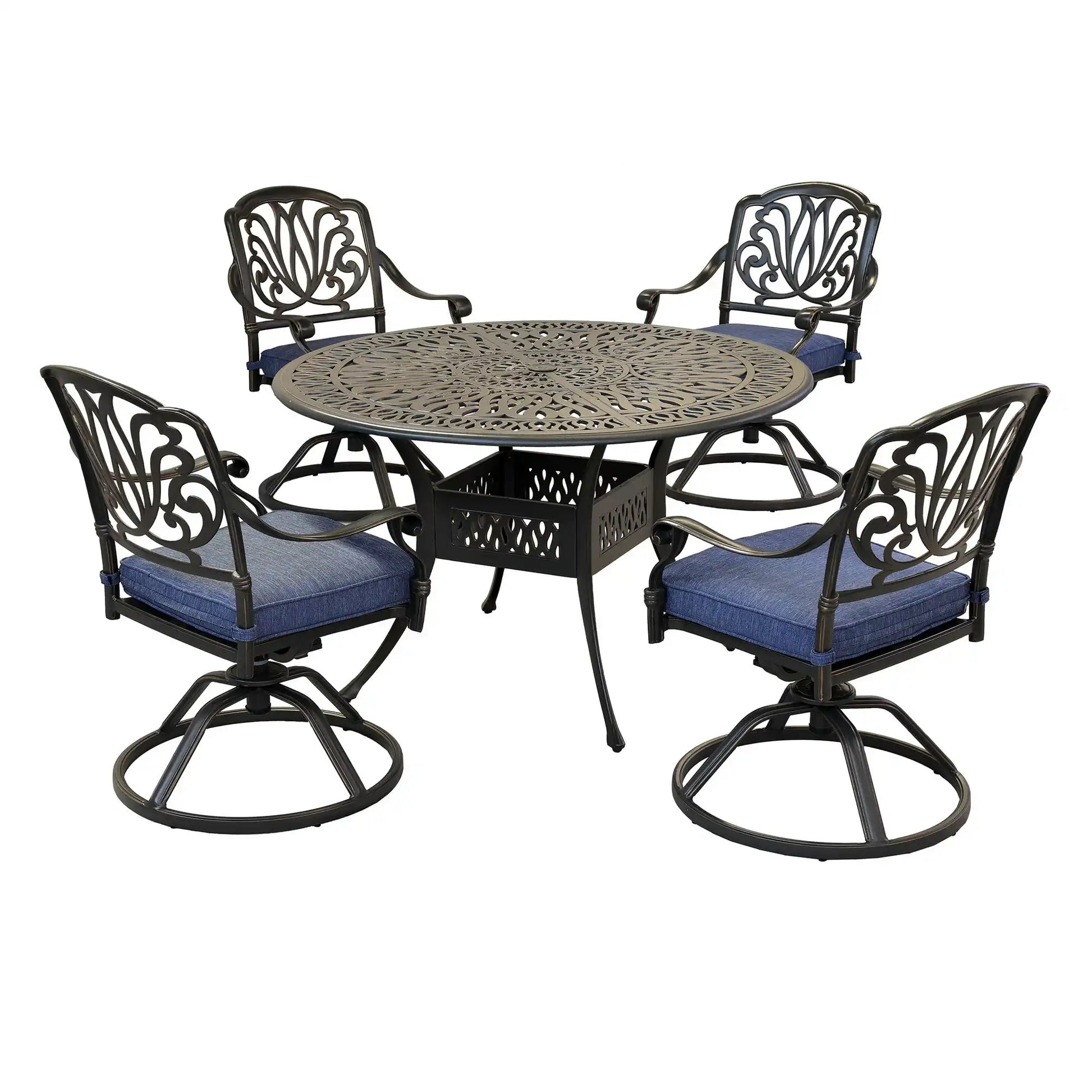Round 48.03" Long Aluminum Dining Set With Cushions - Best Buy Furniture