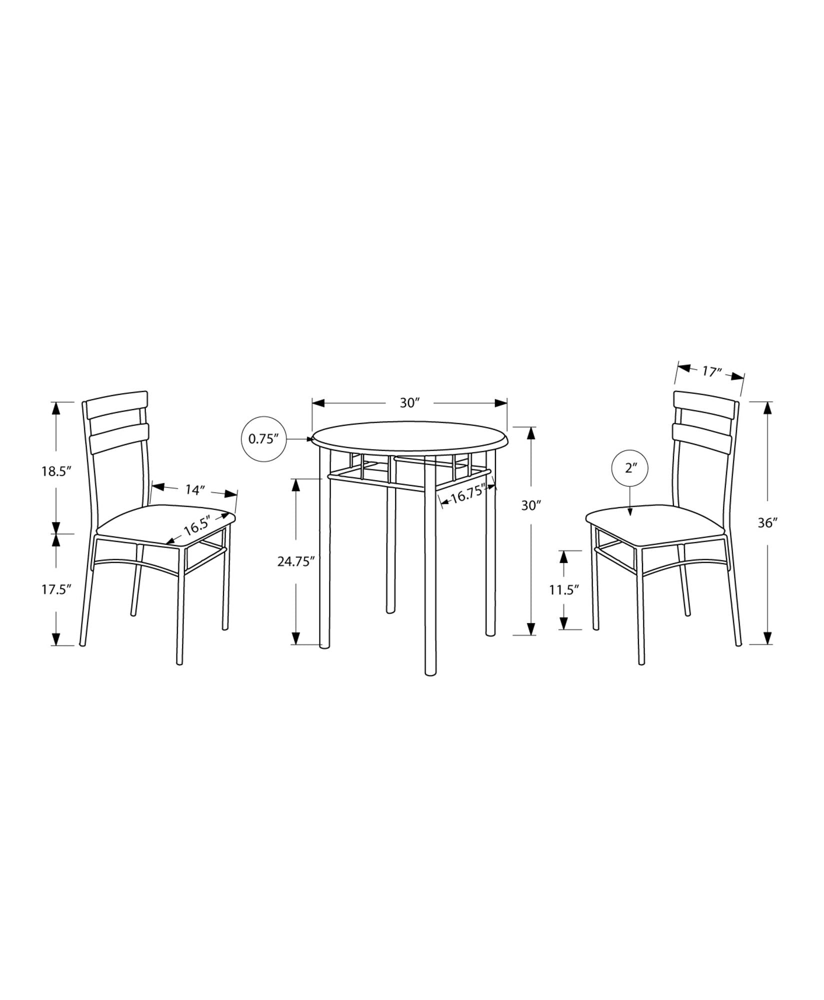 Dining Table Set Small Round 3 Pieces Set - Black - Best Buy Furniture