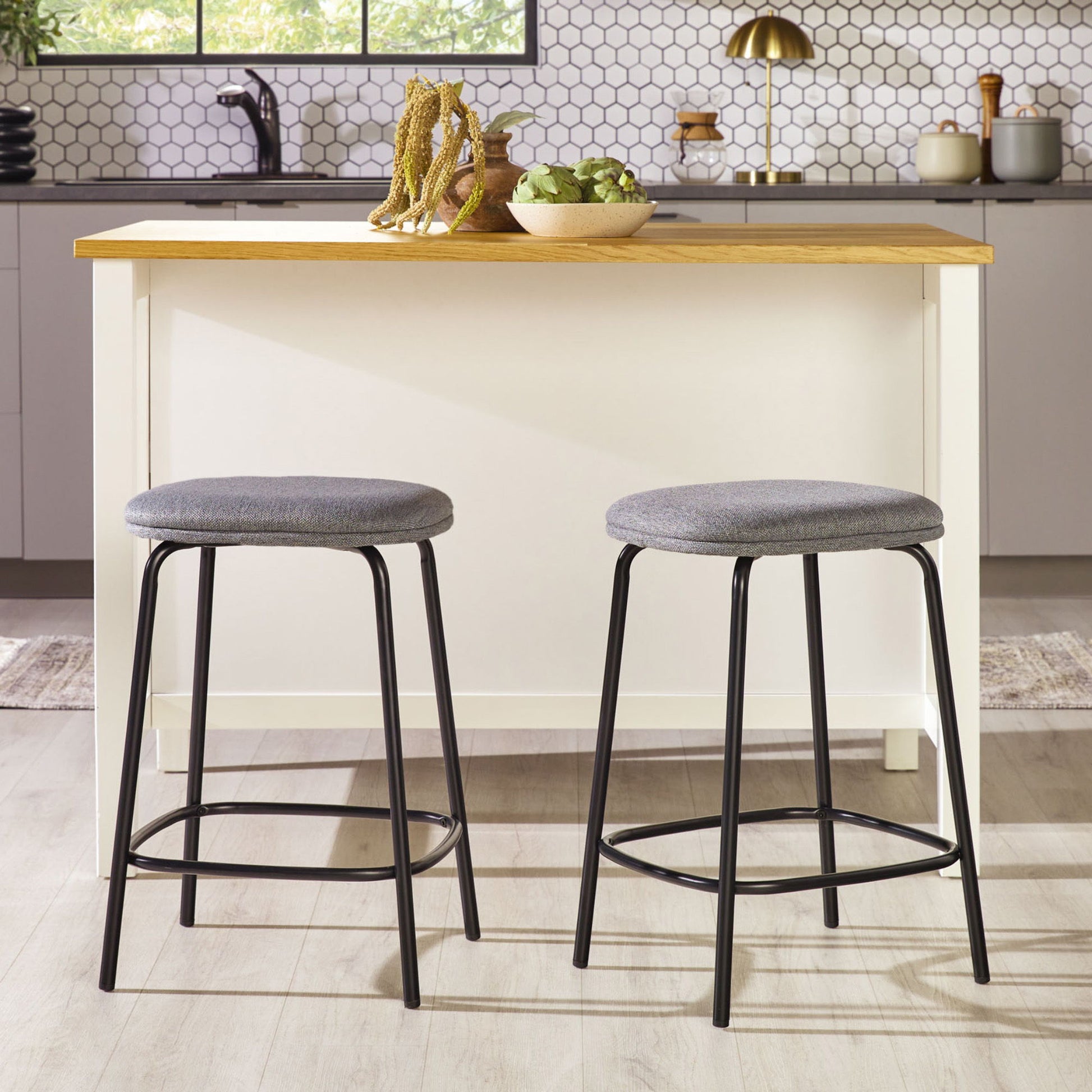 Modern Simple Counter Stool With Upholstered Seat (Set of 2) - Best Buy Furniture