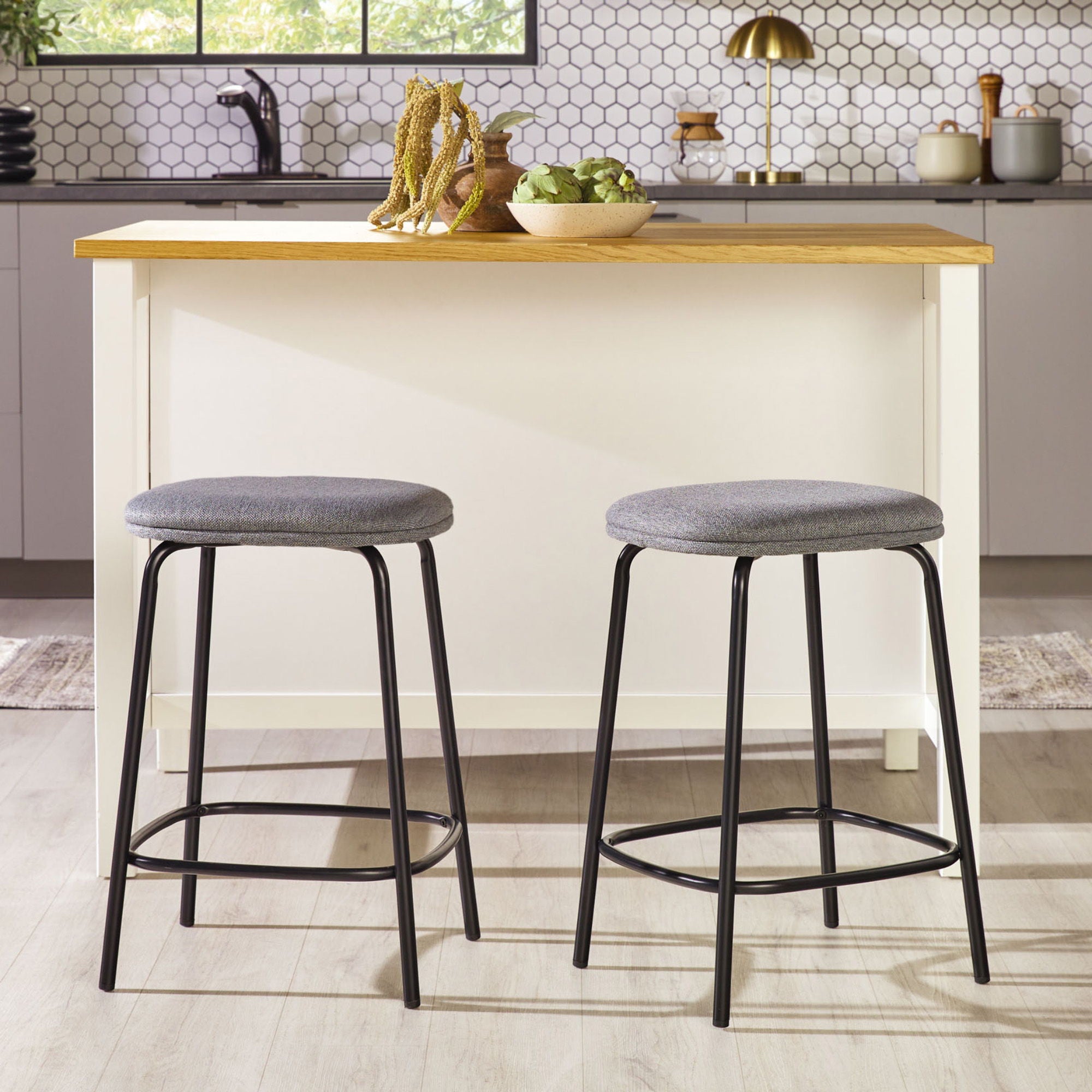 Modern Simple Counter Stool With Upholstered Seat (Set of 2) - Best Buy Furniture