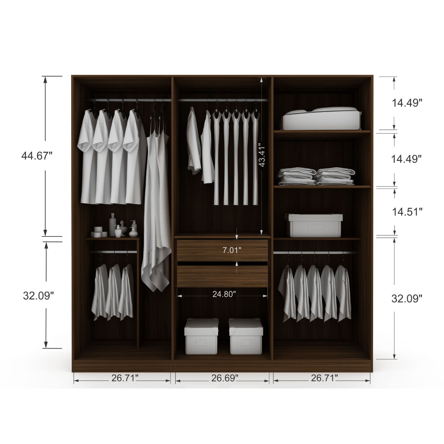 Gramercy - Free Standing Wardrobe Closet With Drawers And Shelves