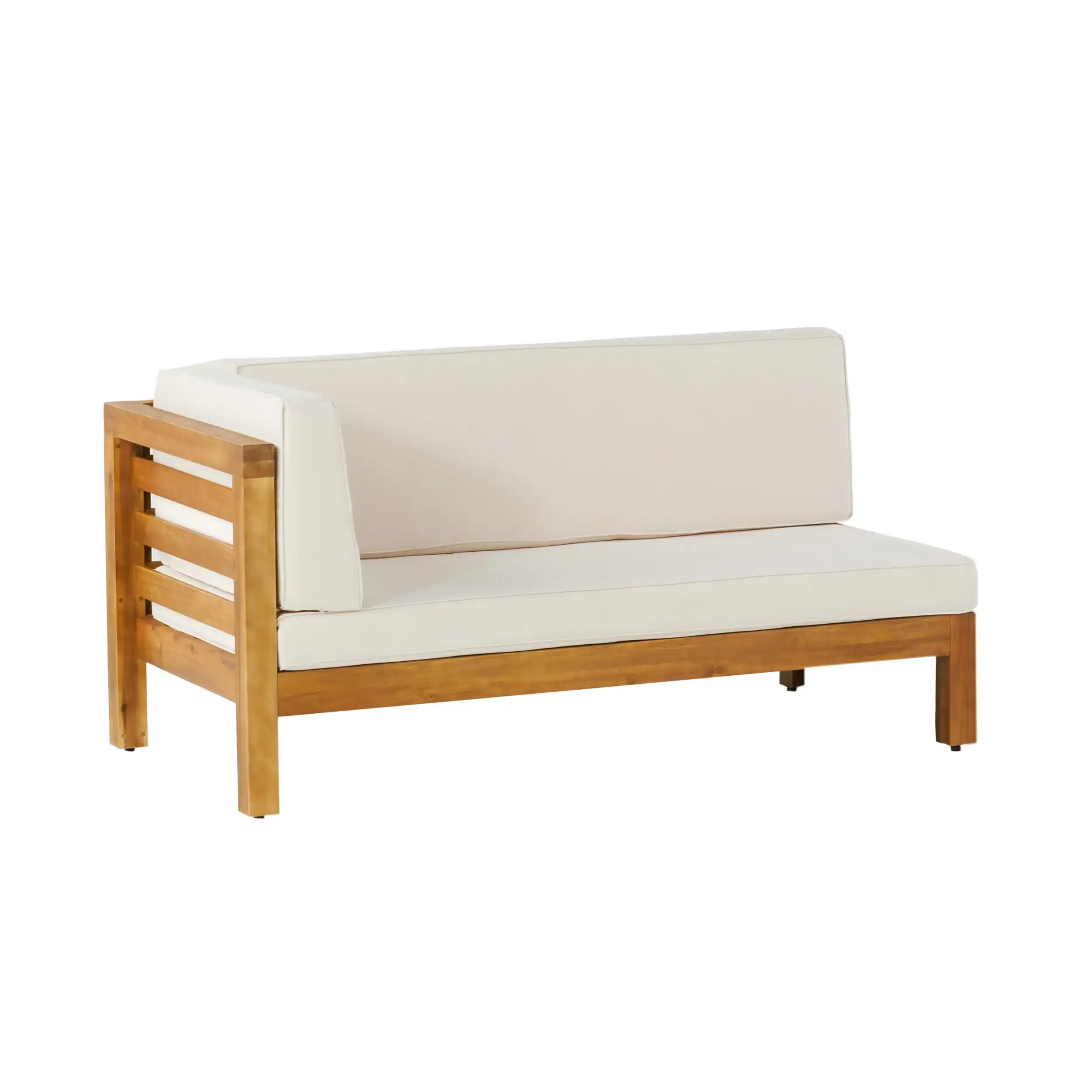 OANA OUTDOOR WOODEN SECTIONAL SET WITH CUSHIONS, BEIGE - Best Buy Furniture