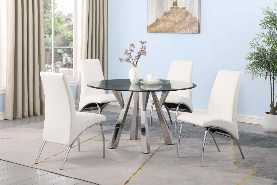 Alaia - Round Clear Glass Top Dining Table - Chrome - Best Buy Furniture