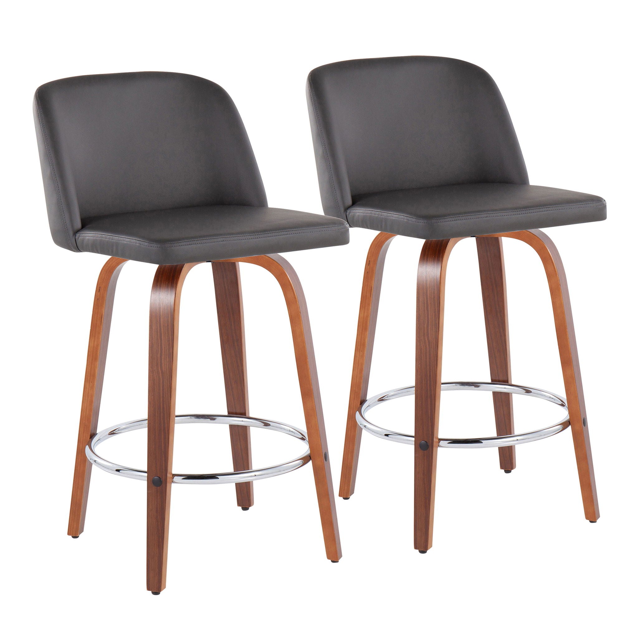 Toriano - Mid-Century Modern Fixed Height Counter Stool With Round Footrest (Set of 2) - Best Buy Furniture