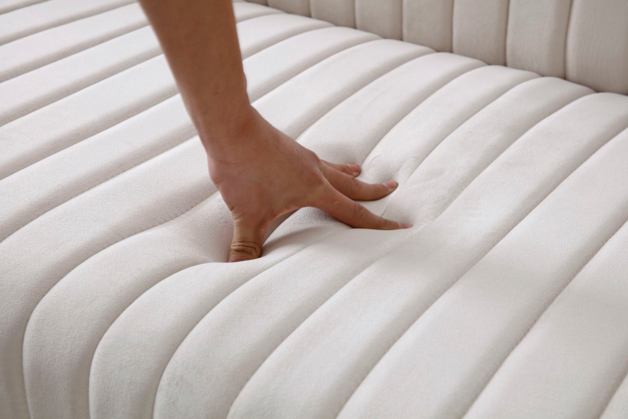 Contemporary Vertical Channel Tufted Velvet Sectional Sofa For Living Room Apartment With Ottoman And 4 Pillows - Best Buy Furniture