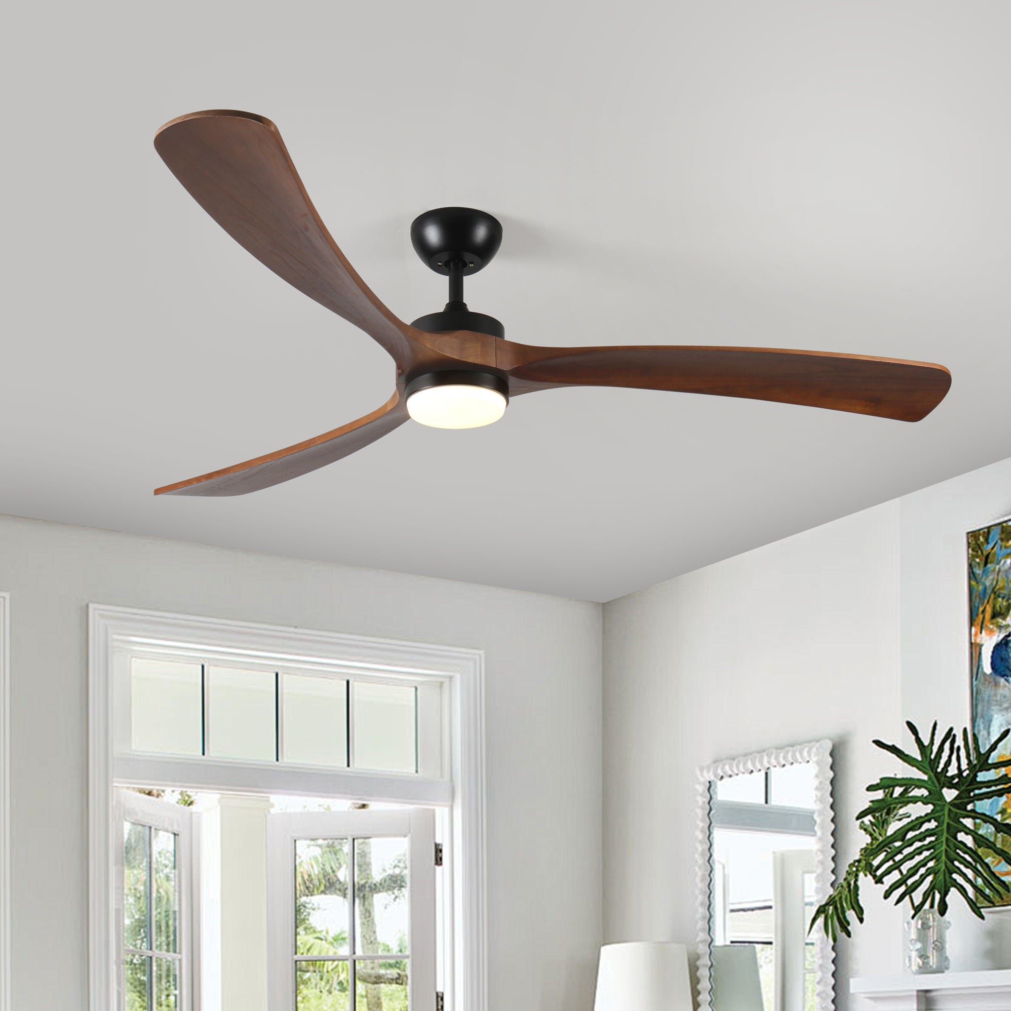 Solid Wood Ceiling Fan With Lights And Remote Control Indoor Outdoor Ceiling Fan 3 Wooden Blades Modern Ceiling Fan For Porch Living Room Bedroom - Best Buy Furniture
