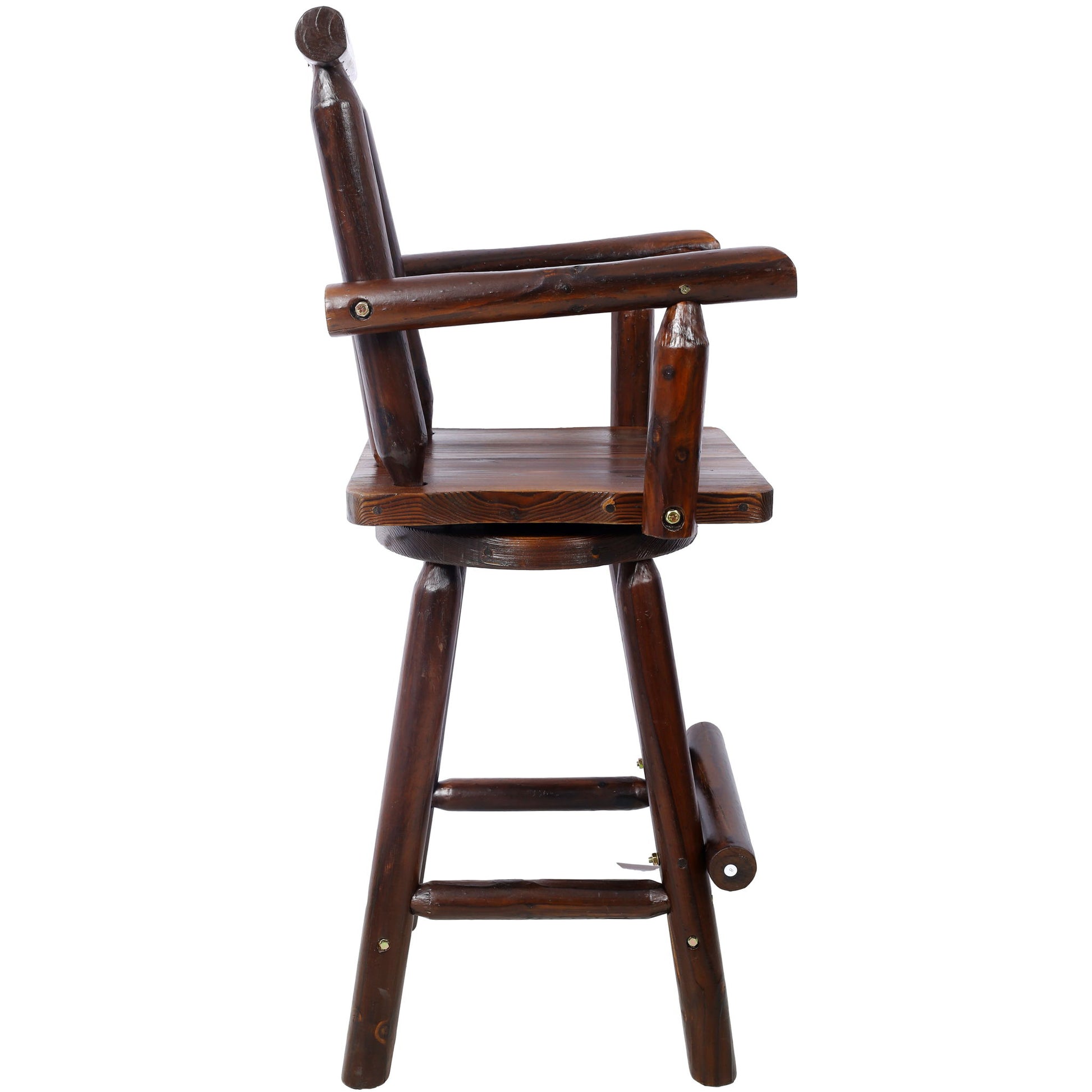 Rustic Bar Stool, Fir Wood Construction, Wide Armrest - Best Buy Furniture