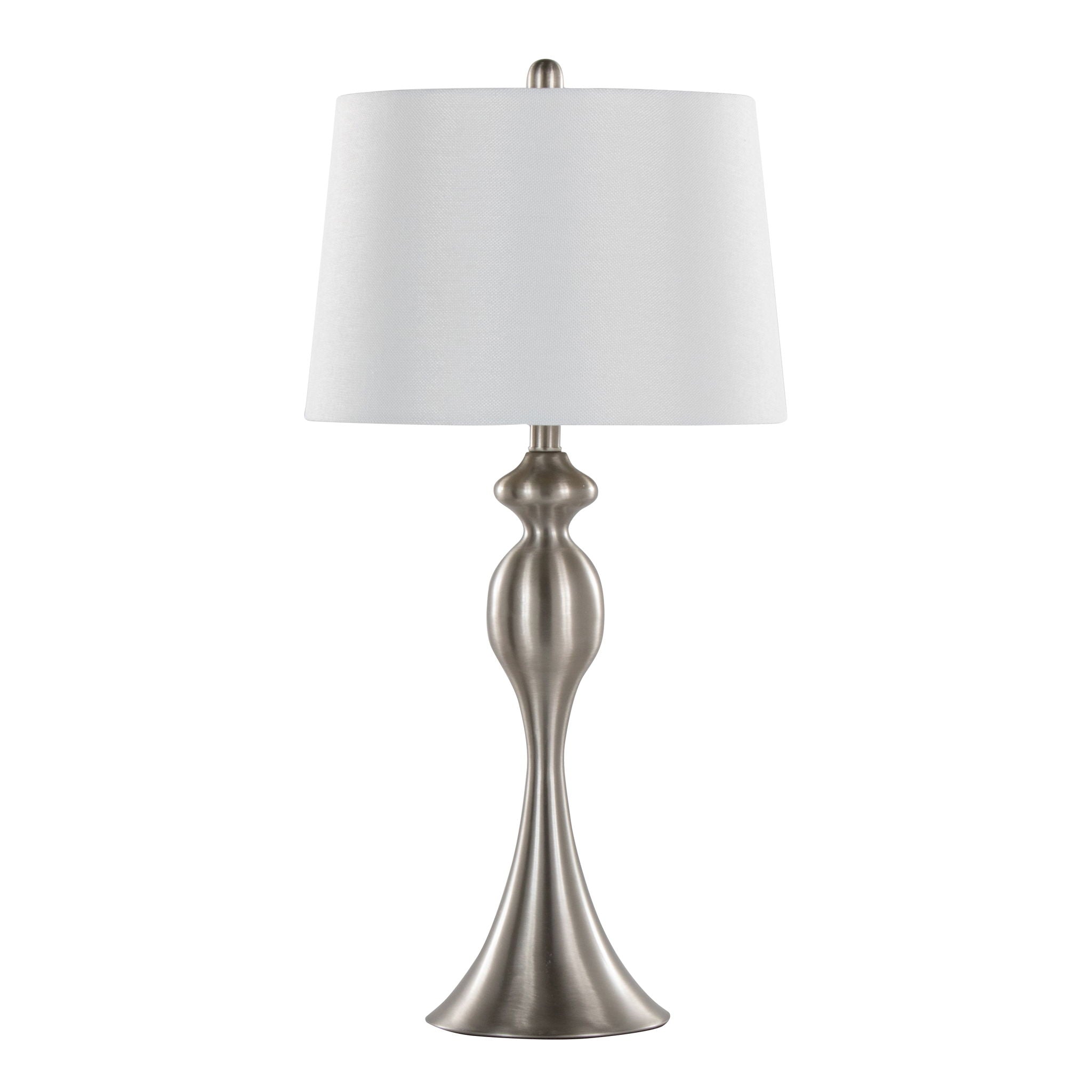 Ashland - Contemporary Table Lamp (Set of 2) - Nickel / White - Best Buy Furniture