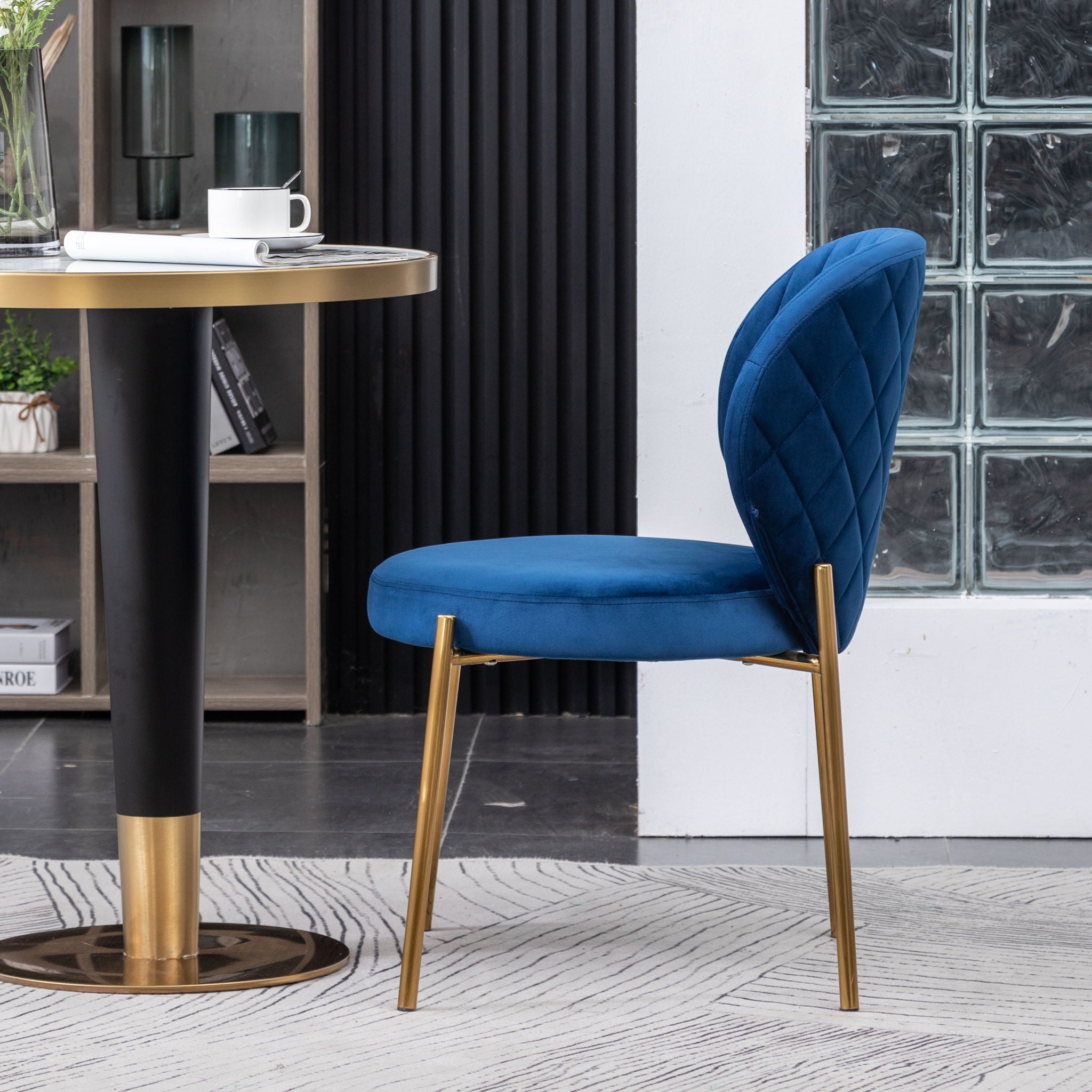 Amoa - Contemporary Velvet Upholstery Dining Chair - Blue - Best Buy Furniture