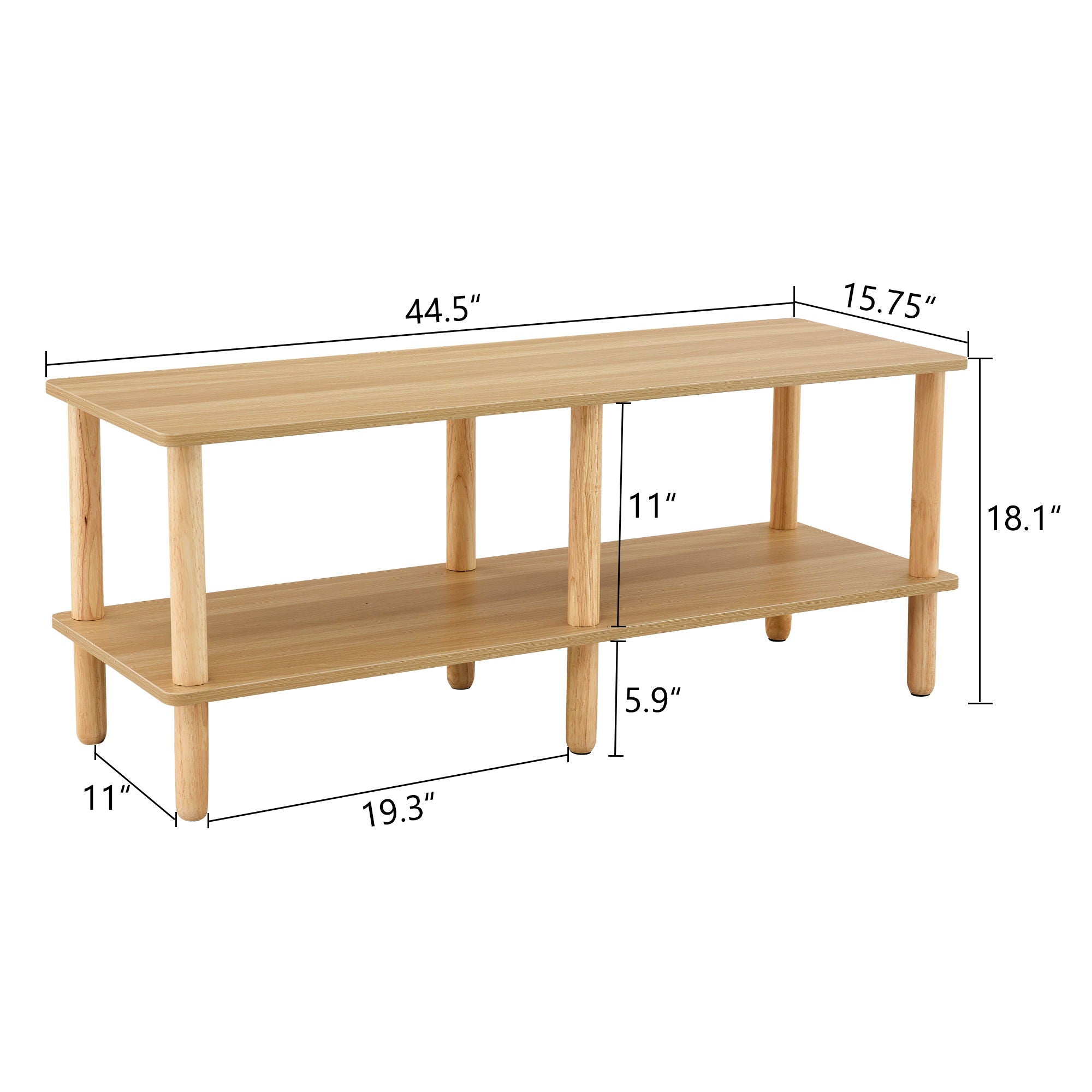 Modern Double Deck TV Cabinet With Open Storage Shelf, Rounded Legs - Best Buy Furniture