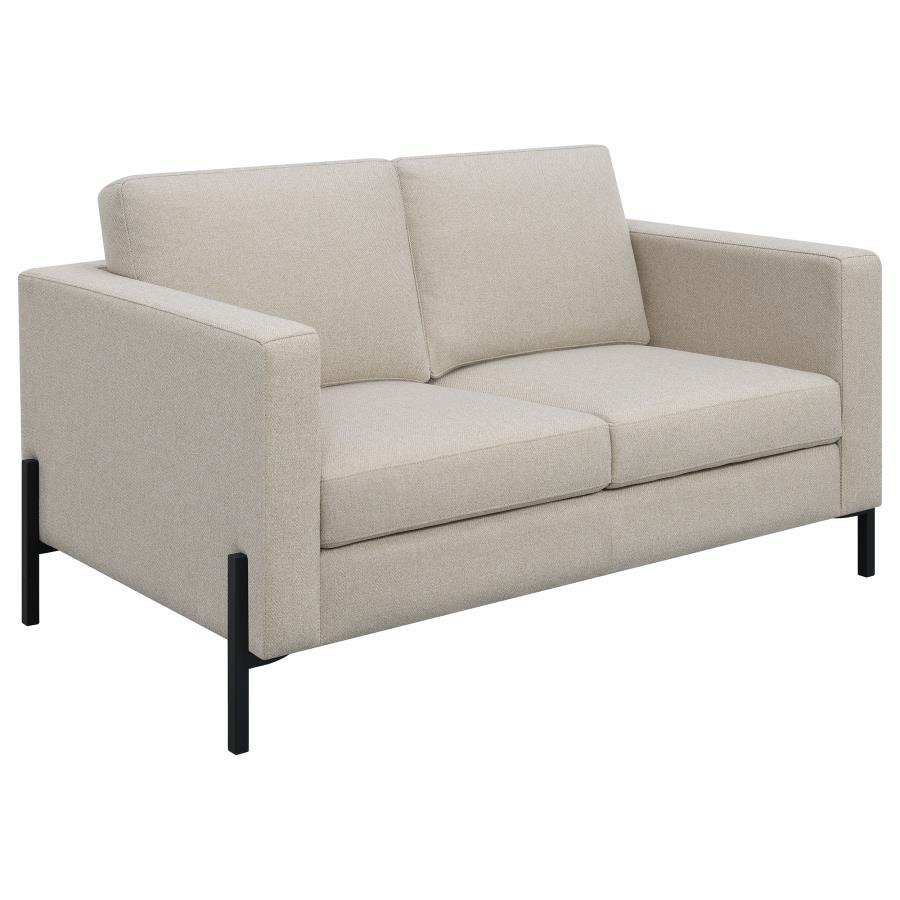Tilly - Upholstered Track Arm Loveseat - Oatmeal - Best Buy Furniture