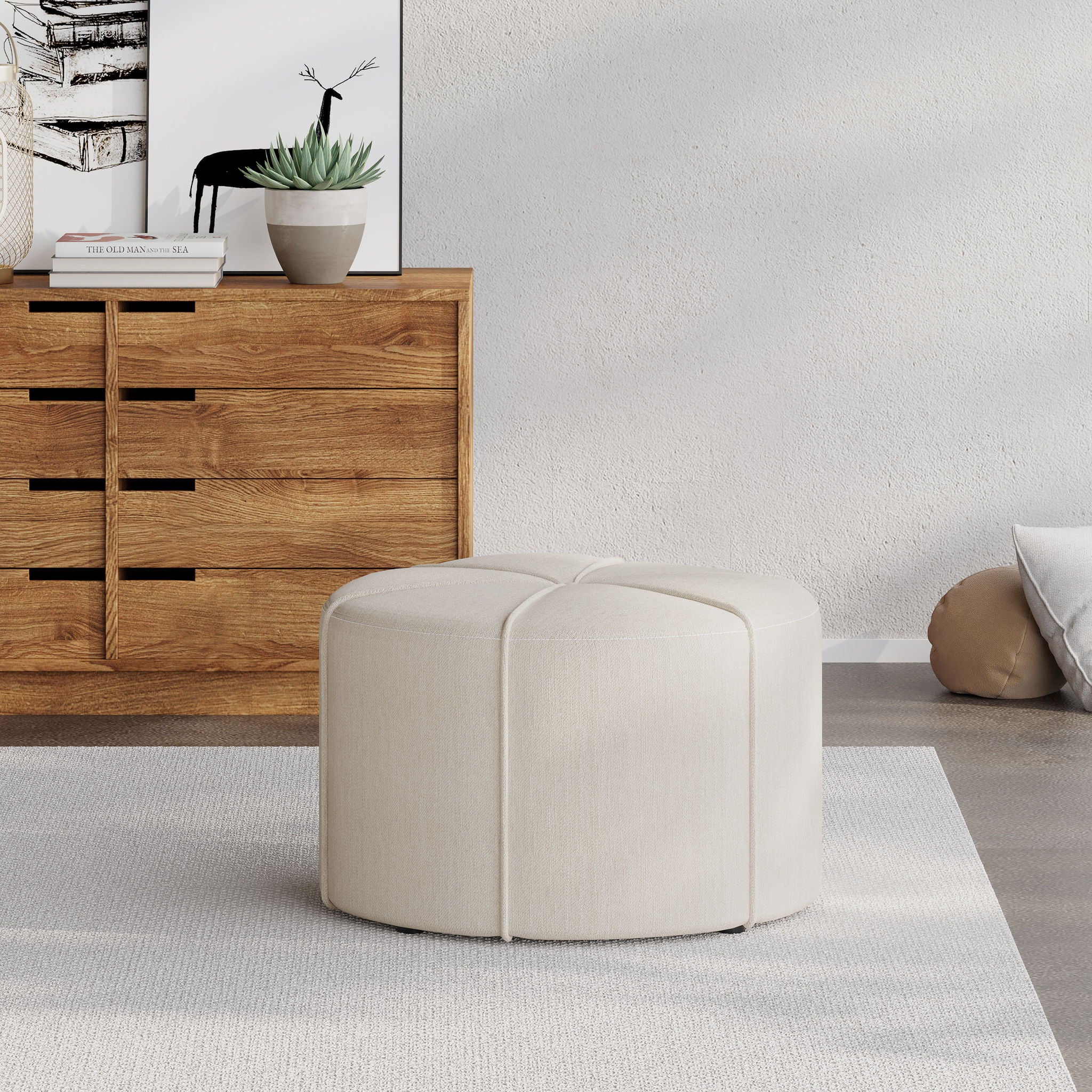 Contemporary Ottoman With Tonal Piping And Button Tuft Design - Best Buy Furniture
