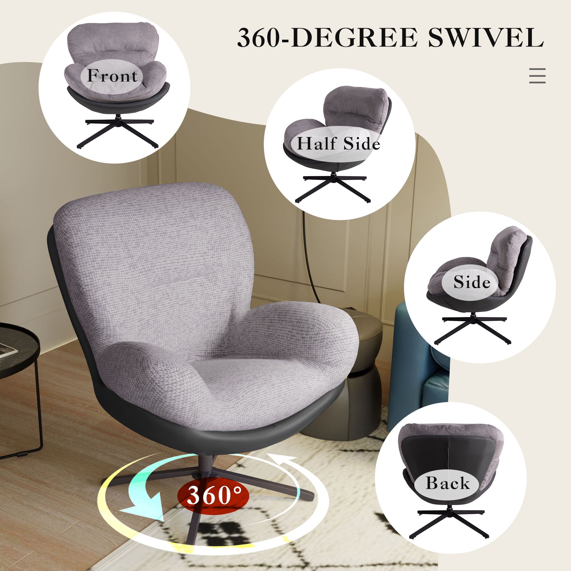 360° Swivel Office Chair, No Wheels - Best Buy Furniture