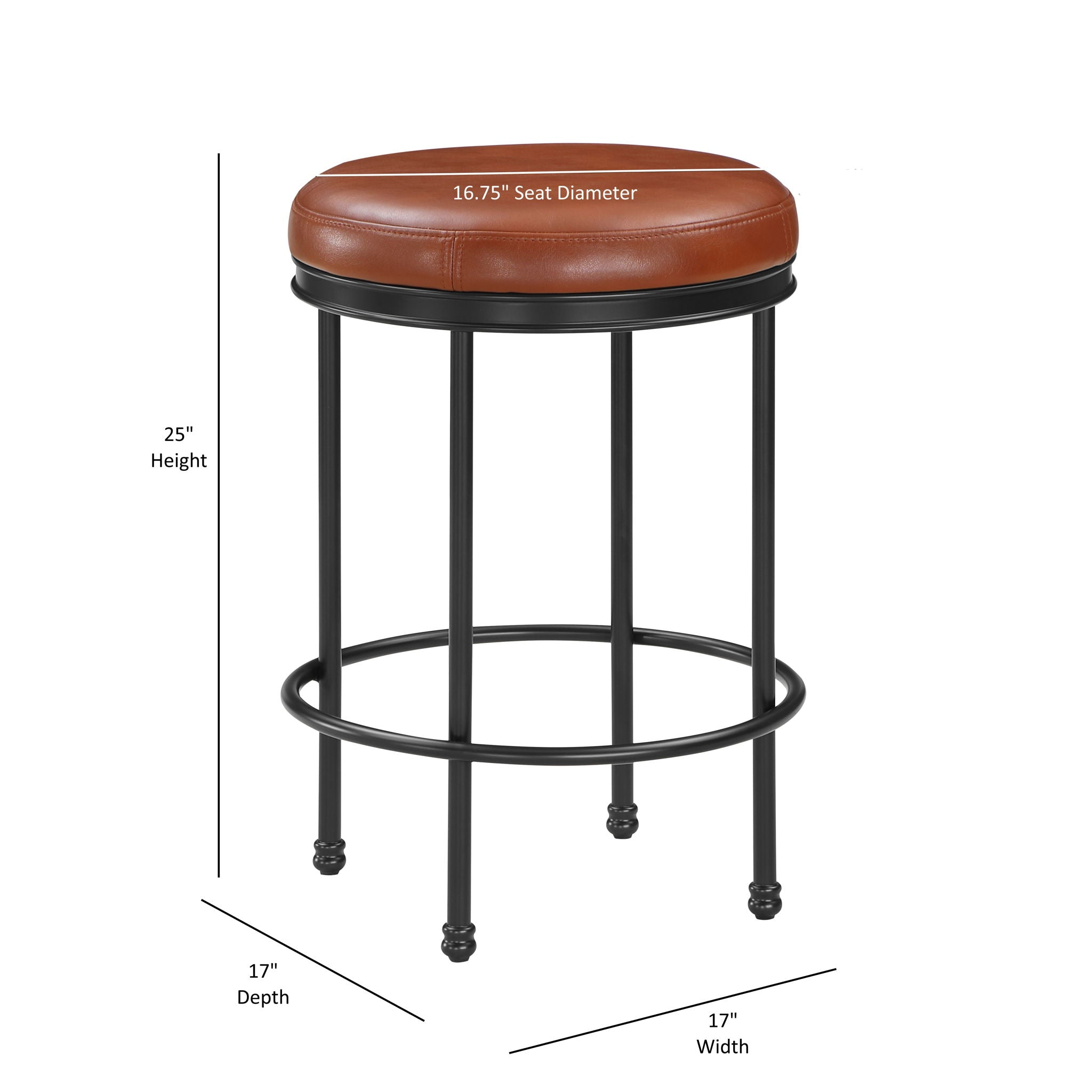 Michael - Backless Counter Height Stool With Padded Seat And Powder Coated Frame - Caramel - Best Buy Furniture