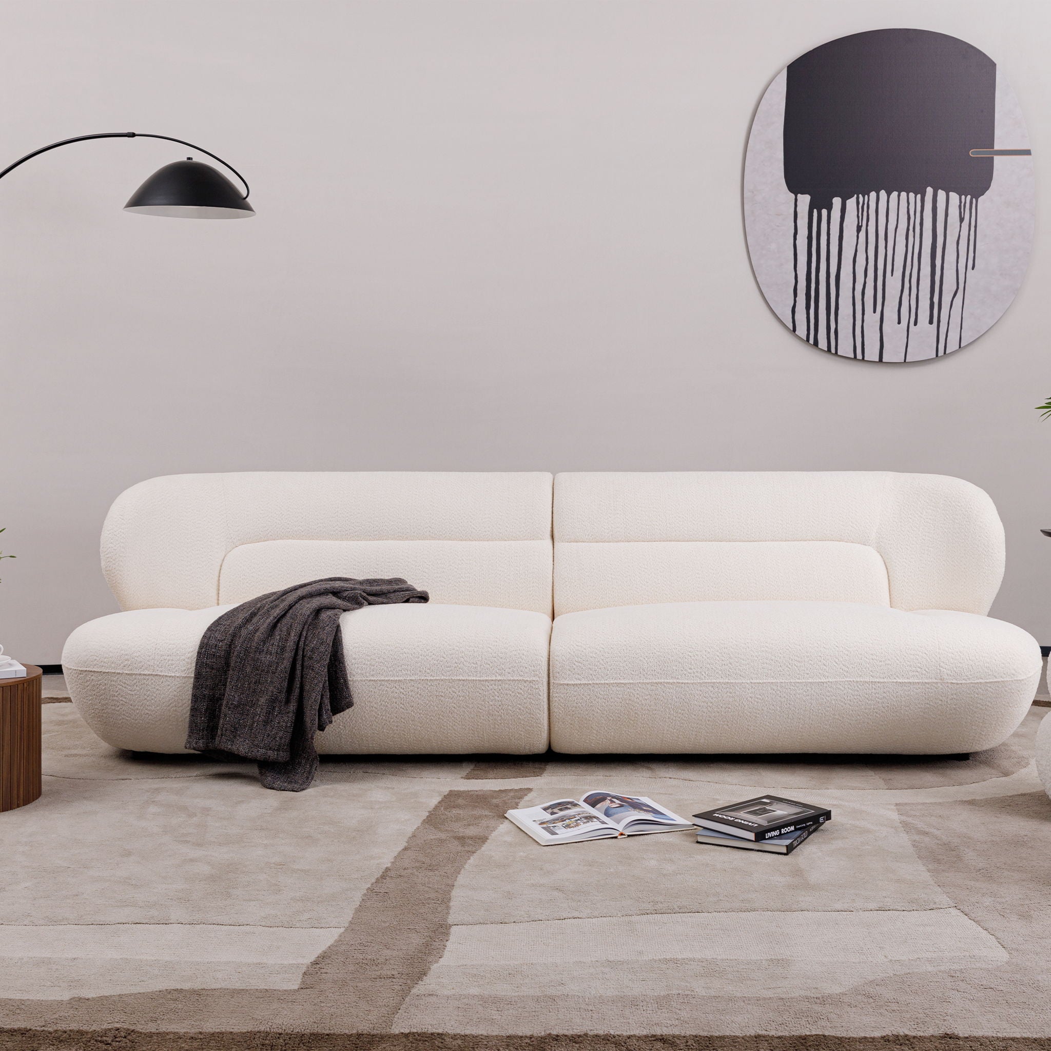 Modern Fashion Yp40116W Circular Curve Design Sofa, 4 Seater For Office & Bedroom - White - Best Buy Furniture