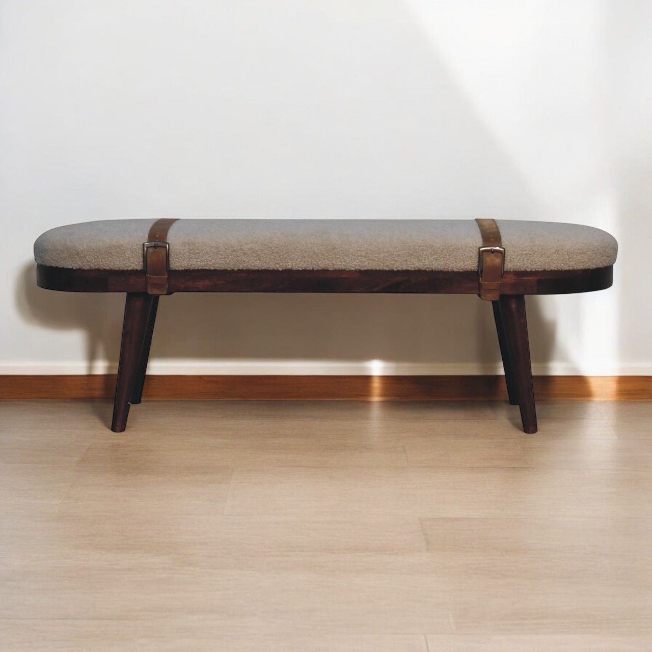 Nordholm Boucle Bench - Walnut - Best Buy Furniture