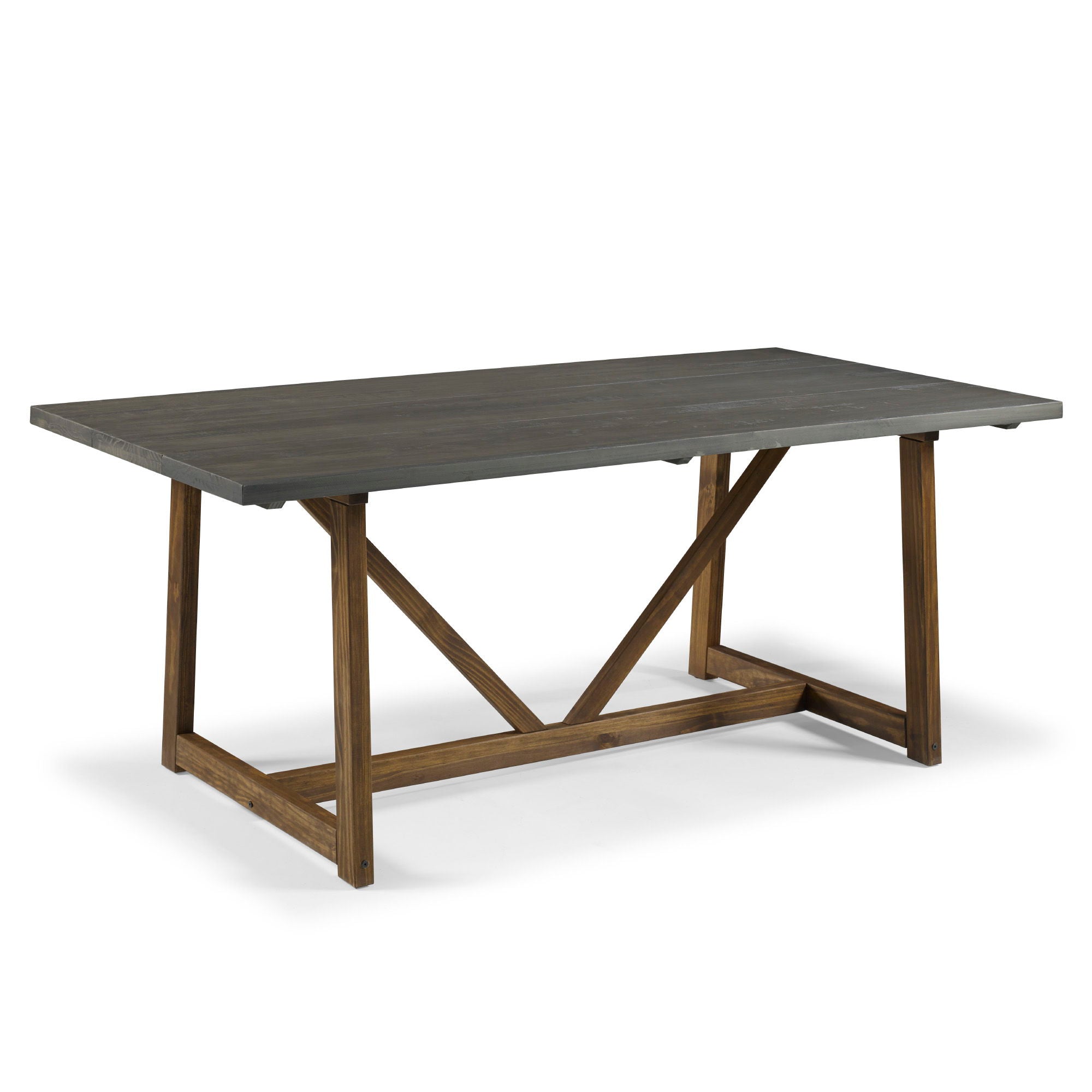 Modern Farmhouse Solid Wood V Frame Trestle Dining Table - Gray / Brown - Best Buy Furniture