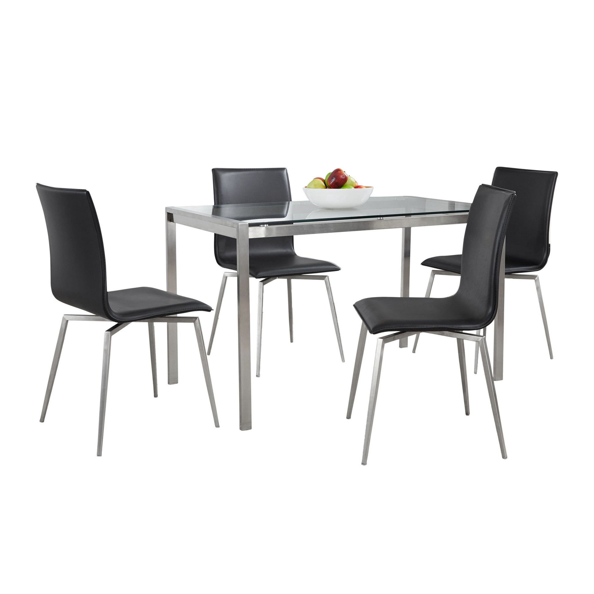 Fuji Mason - Upholstered Swivel Contemporary Dining Set Dining Set, Glass, 5 Piece - Best Buy Furniture
