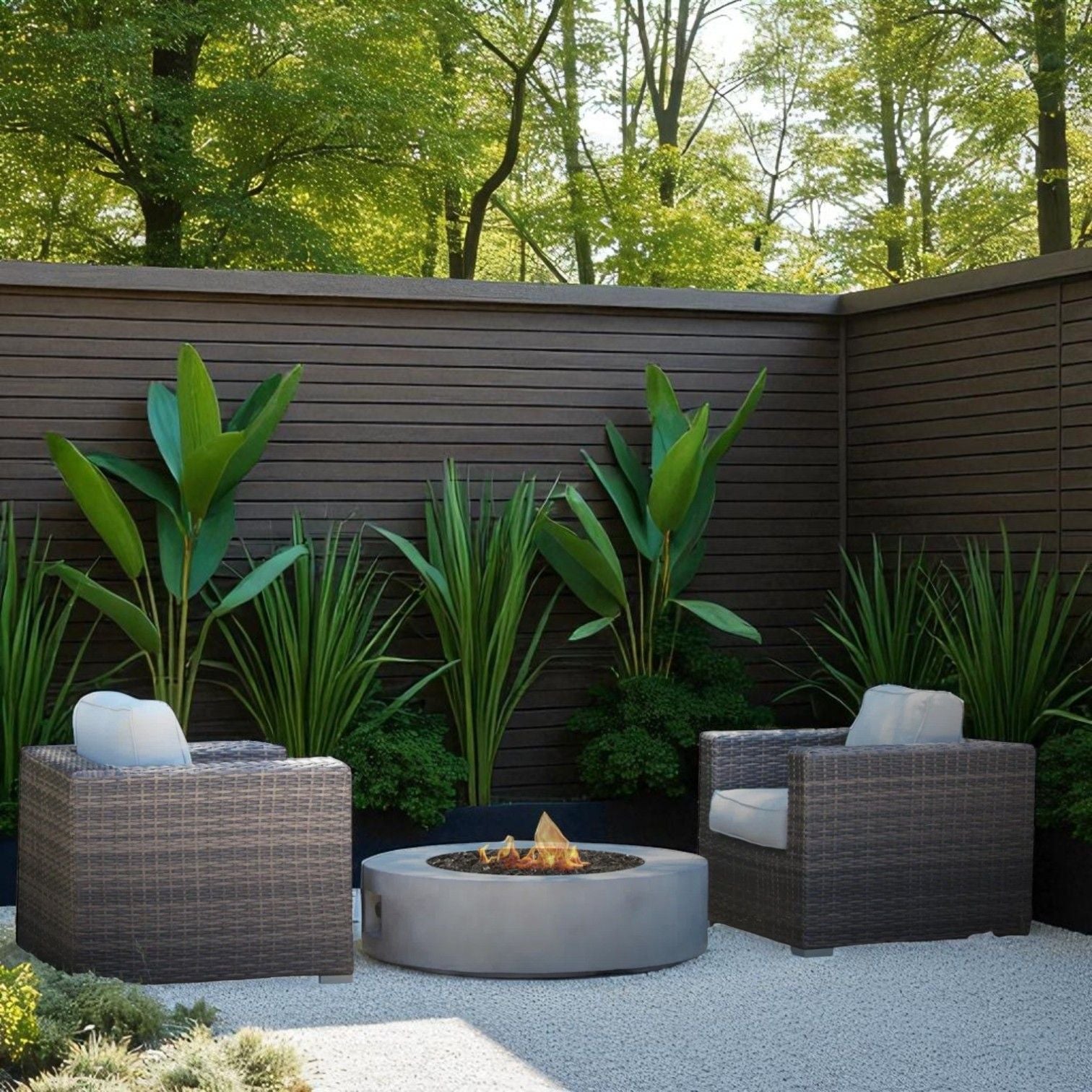 Patio Conversation Set For 2 With Cushions And Fire Pit - Brown - Best Buy Furniture