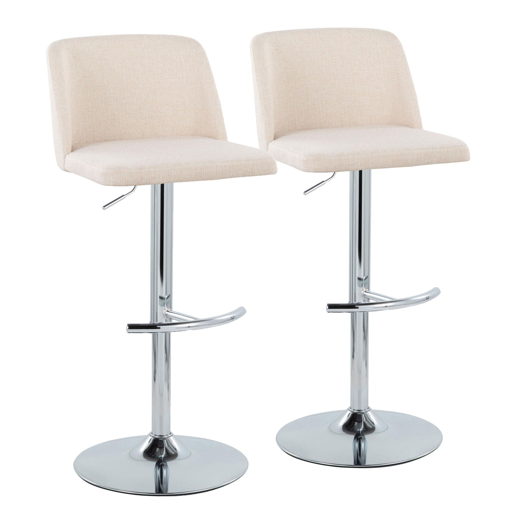 Toriano - Contemporary Adjustable Barstool With Swivel & Rounded T Footrest (Set of 2) - Best Buy Furniture